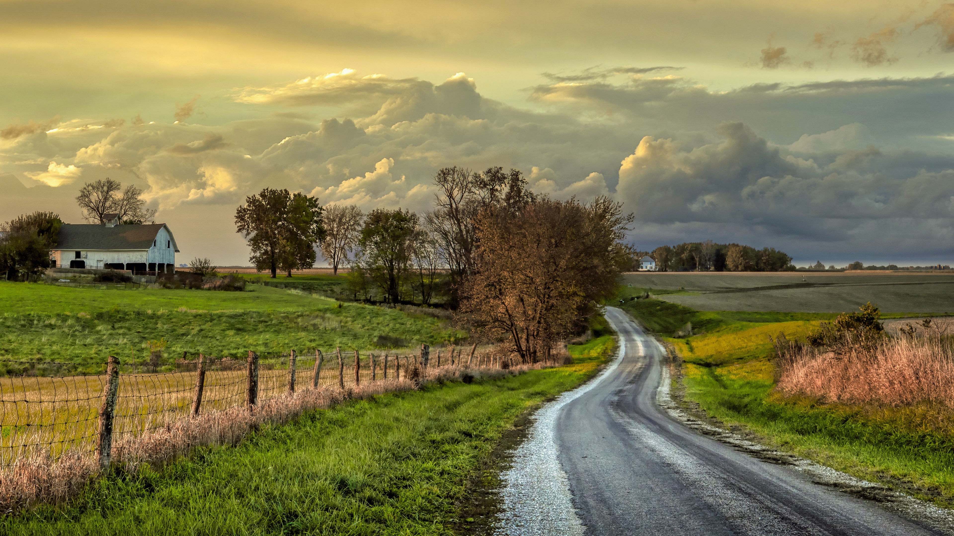 3840x2160 Farm 4K, Fence, Road Gallery HD Wallpaper, Desktop