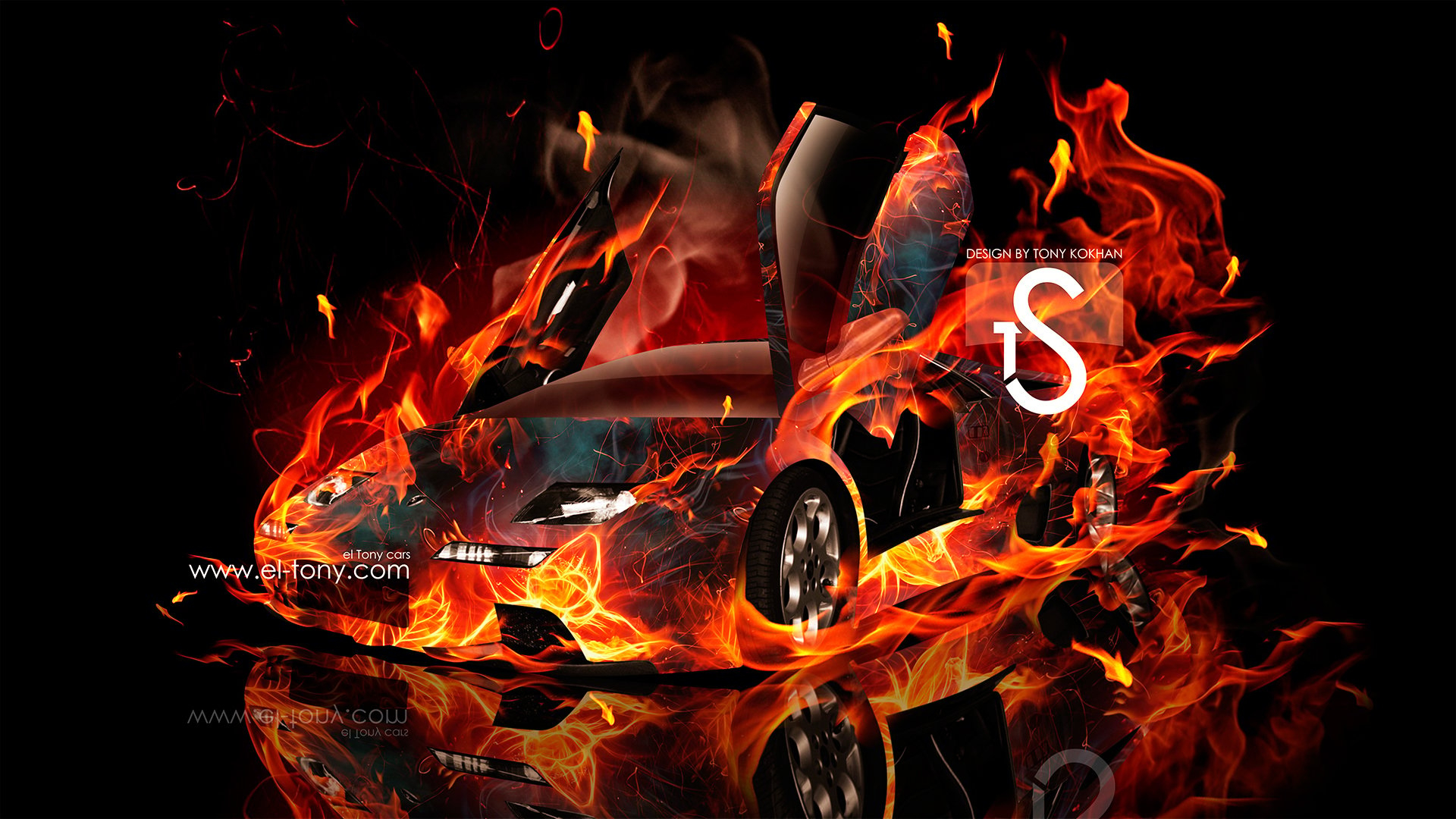 1920x1080 Free download Lamborghini Diablo Fire Car Speed Abstract, Desktop