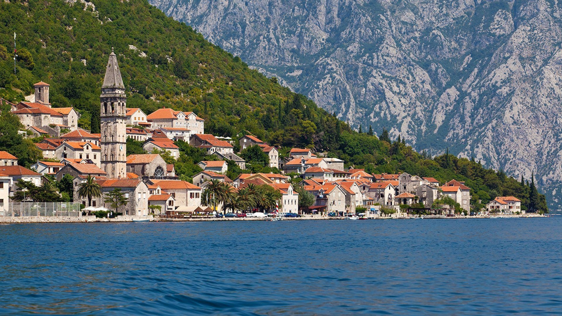 1920x1080 Photos Montenegro Perast Kotor bay Sea Coast Cities Houses, Desktop