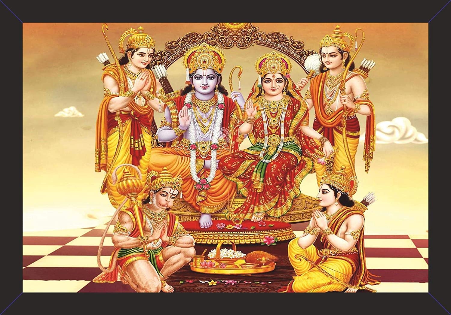 1500x1050 Buy Mad Masters Canvas Lord Shri Ram, Laxman, Sita and Hanuman Hindu God Wooden Photo Framed Painting (Multicolour, 19 x 13 Inches) Online at Low Prices in India, Desktop