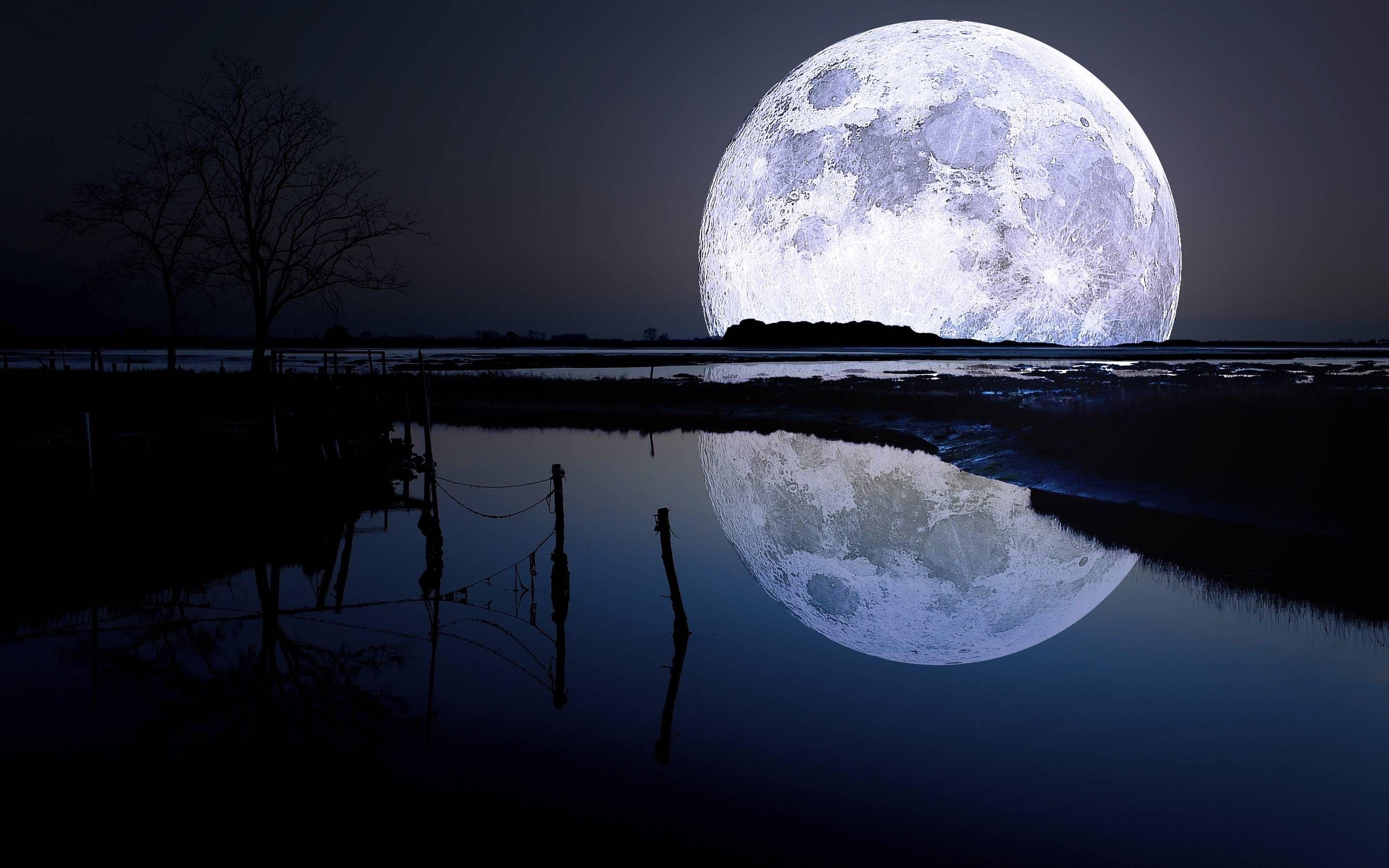 2880x1800 Full Moon Wallpaper Pics. Wallpaper. Moon on the water, Desktop