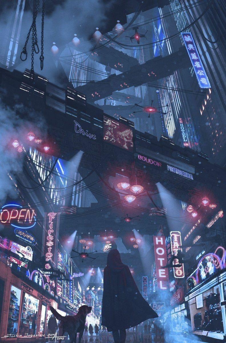 800x1200 Cyber City Wallpaper for Android, Phone