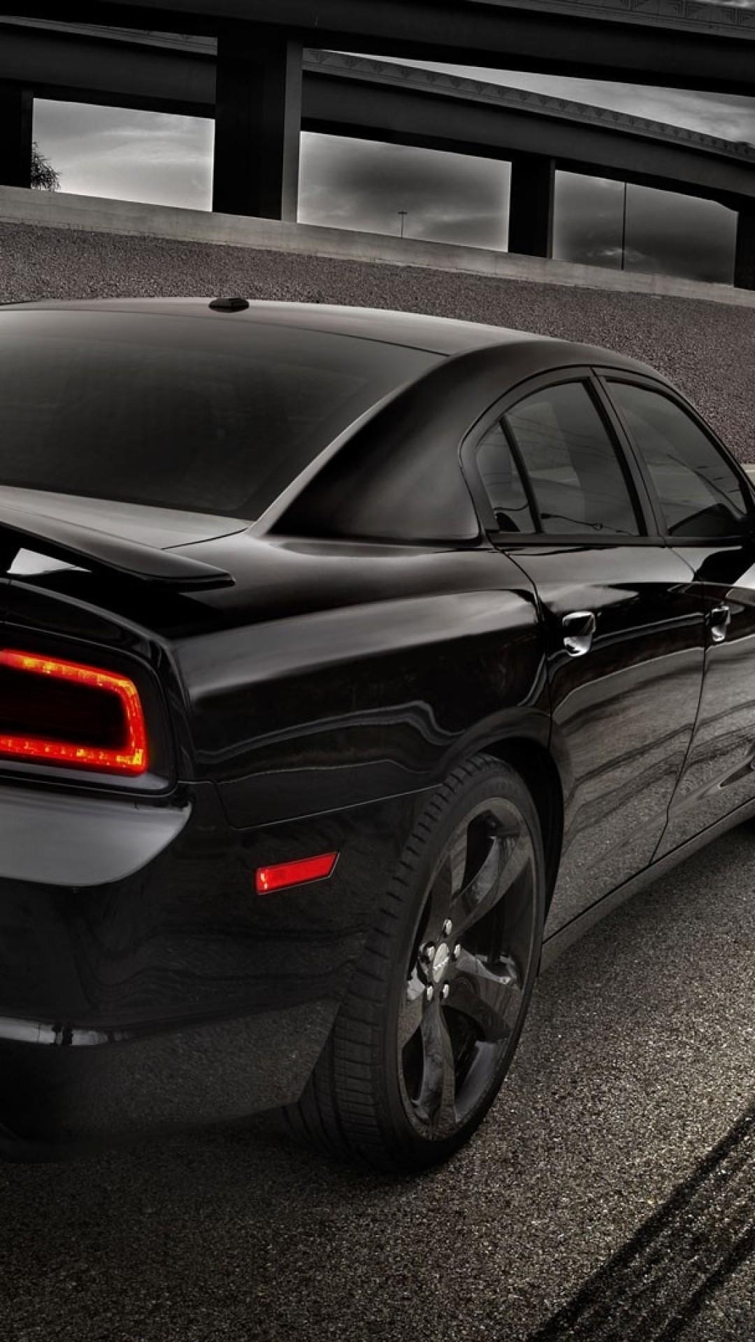 1080x1920 Download  Dodge Charger, Black, Back View, Road, Cars, Phone