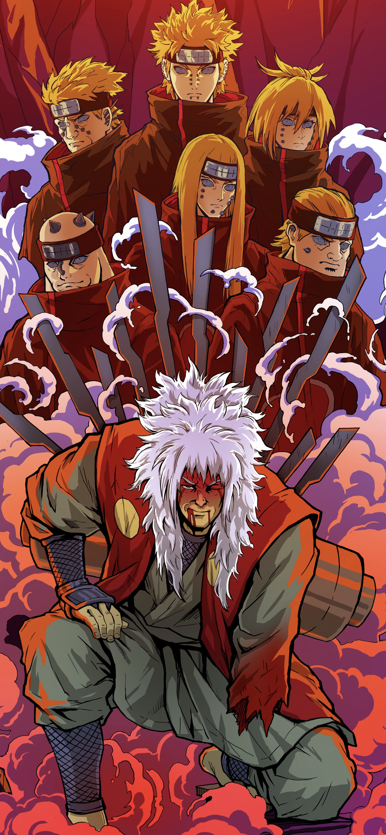 1290x2780 Jiraiya vs Pain fanart by Nikifilini {naruto wallpaper}, Phone