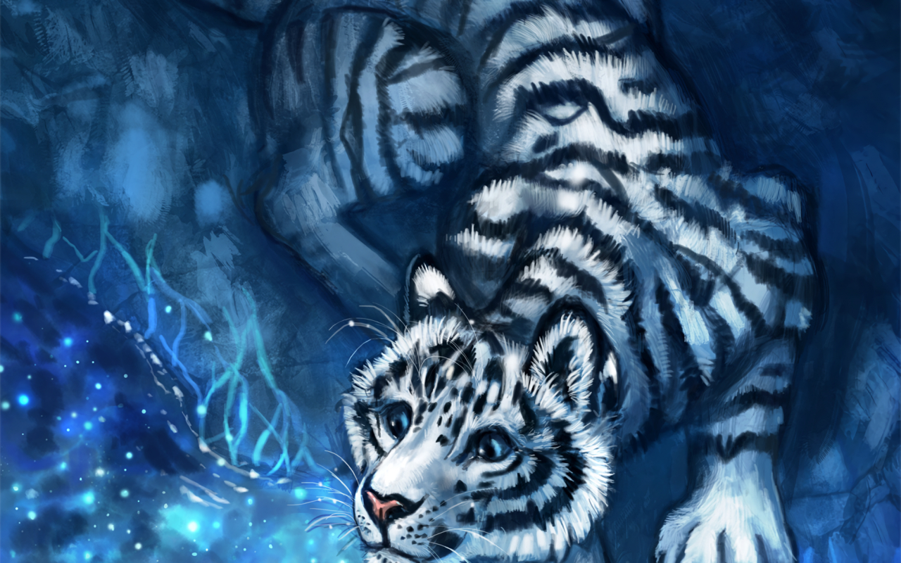 1280x800 Download  White Tiger, Water, Magical, Mouse, Artwork Wallpaper for Motorola Xoom, MacBook Pro 13, Desktop