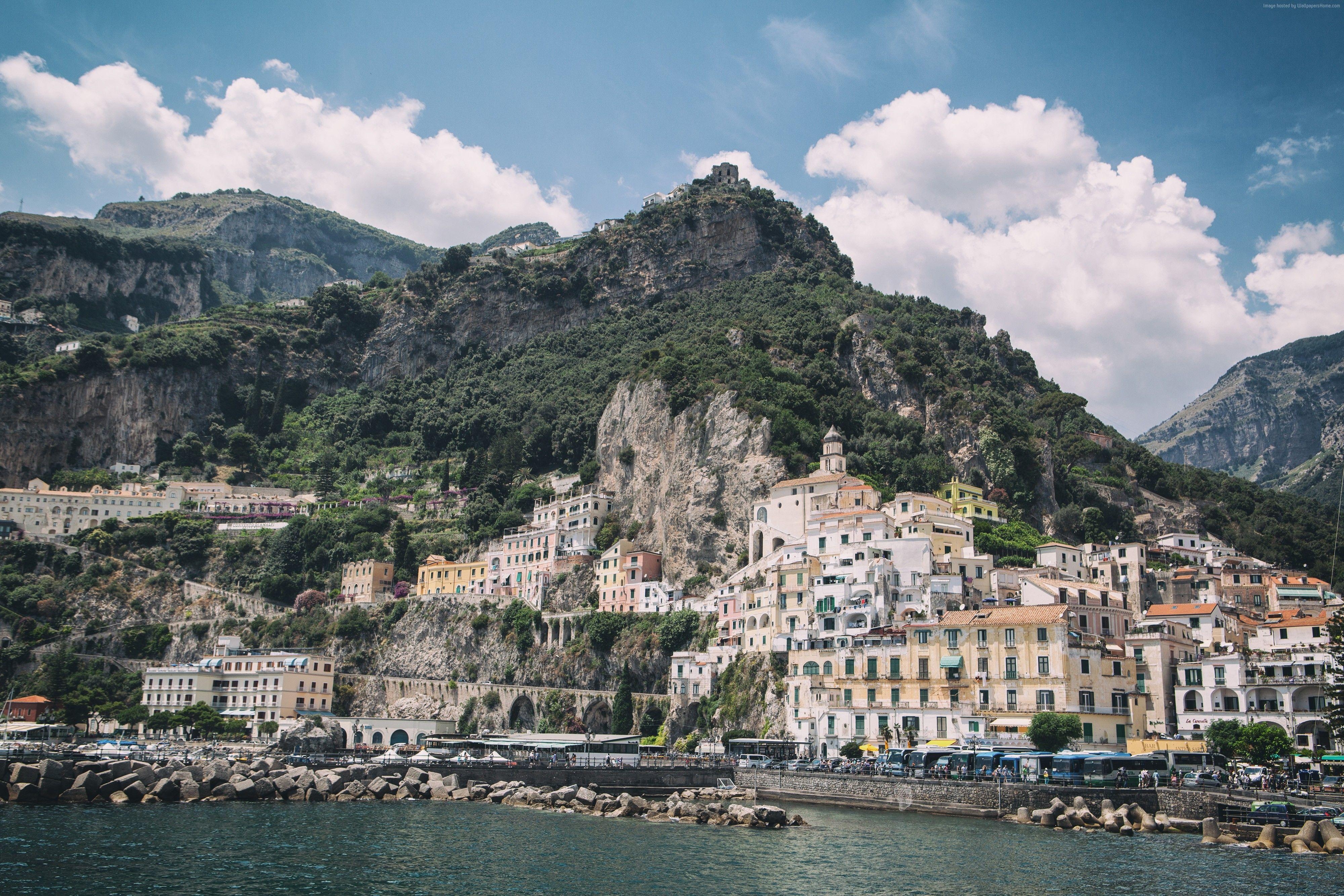 4000x2670 Wallpaper Amalfi, 5k, 4k wallpaper, Amalfi Coast, Italy, rocks, Desktop