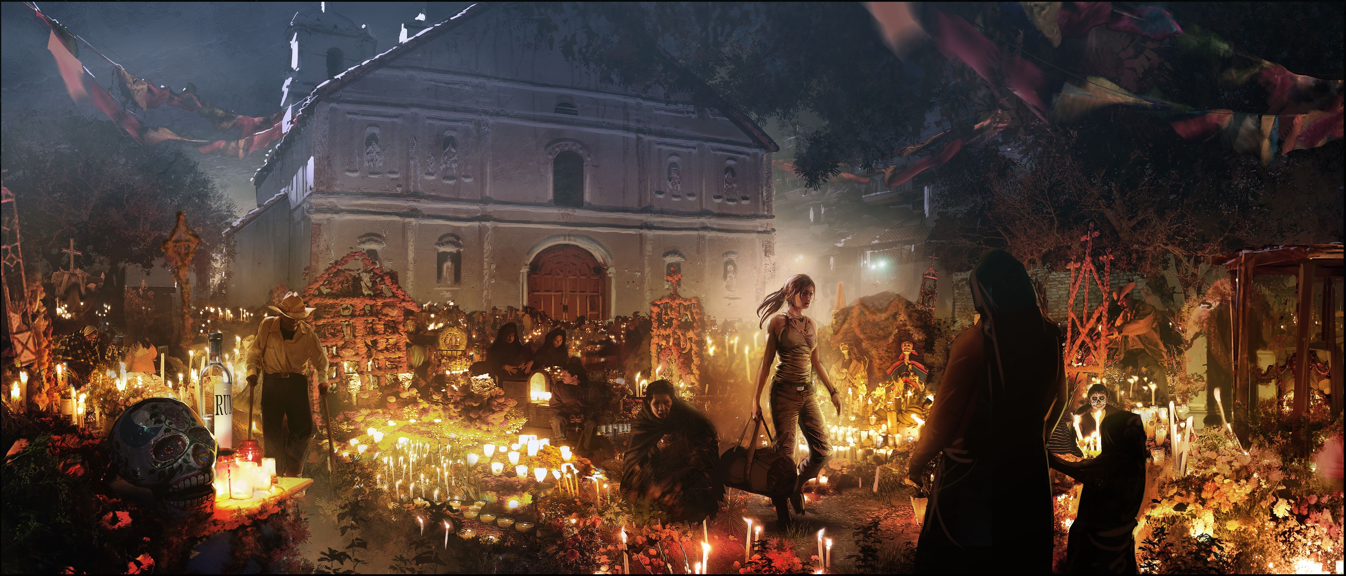 4580x1960 Wallpaper Shadow of the Tomb Raider, Lara Croft, Concept art, 4K, Dual Screen