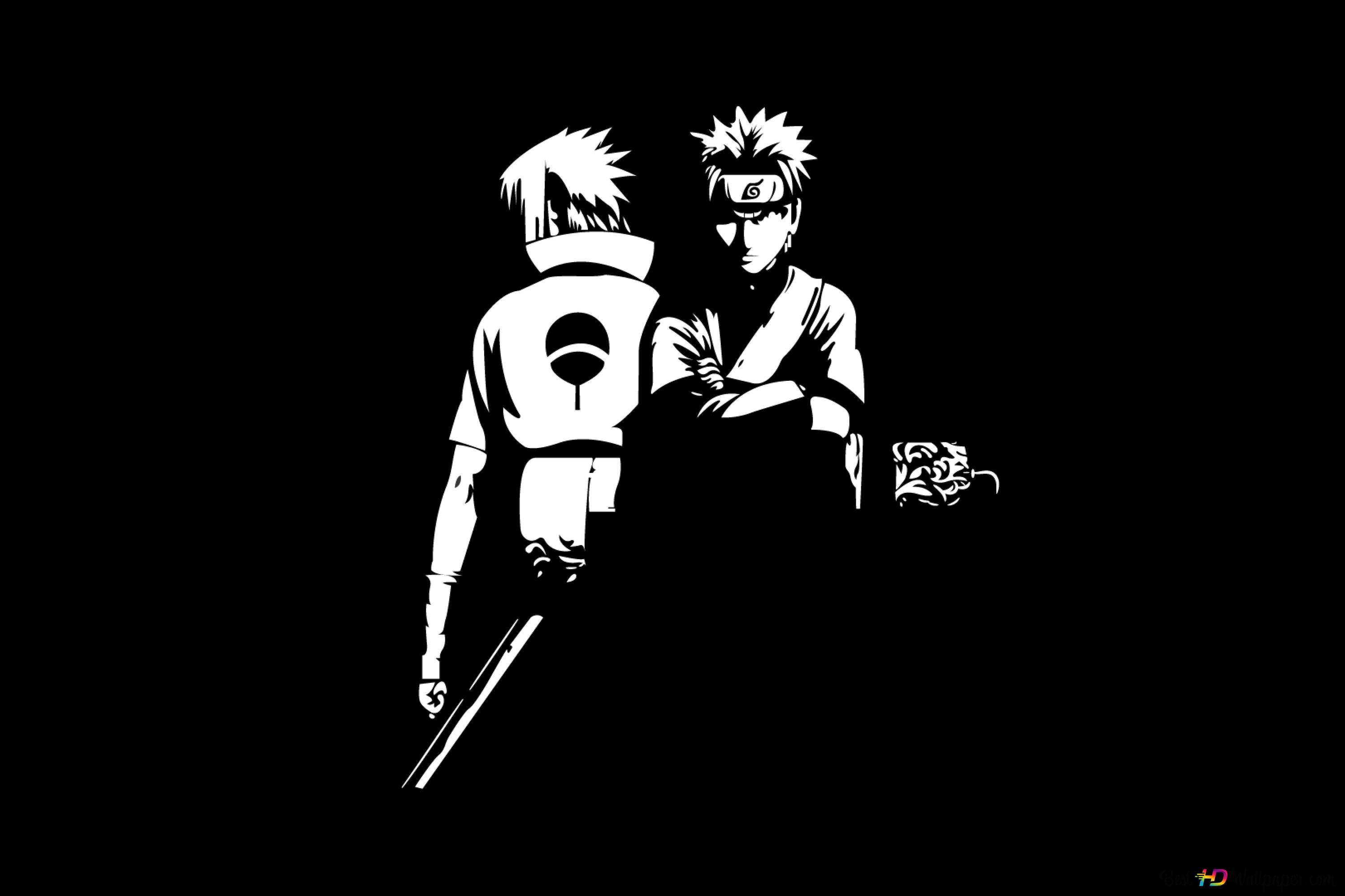 3000x2000 Anime, Naruto and Sasuke in black and white 4K wallpaper download, Desktop