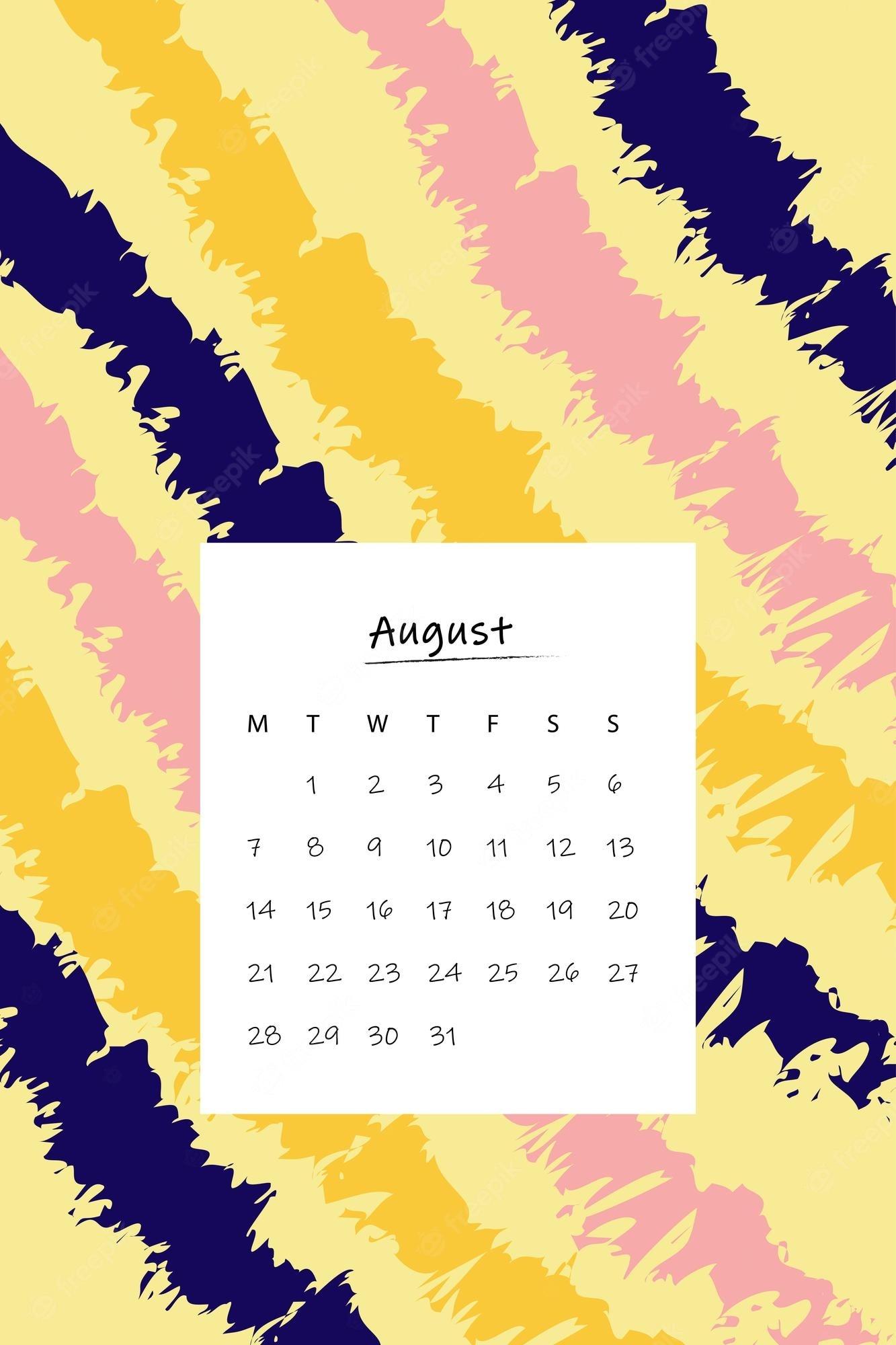 1340x2000 Premium Vector summer calendar design in vibrant colors august 2023 note paper calendar for august month, Phone