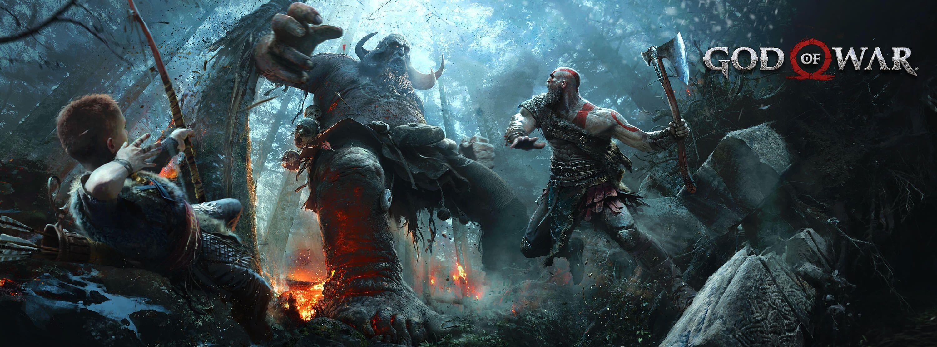 3000x1120 God of War (2017) HD Wallpaper, Dual Screen