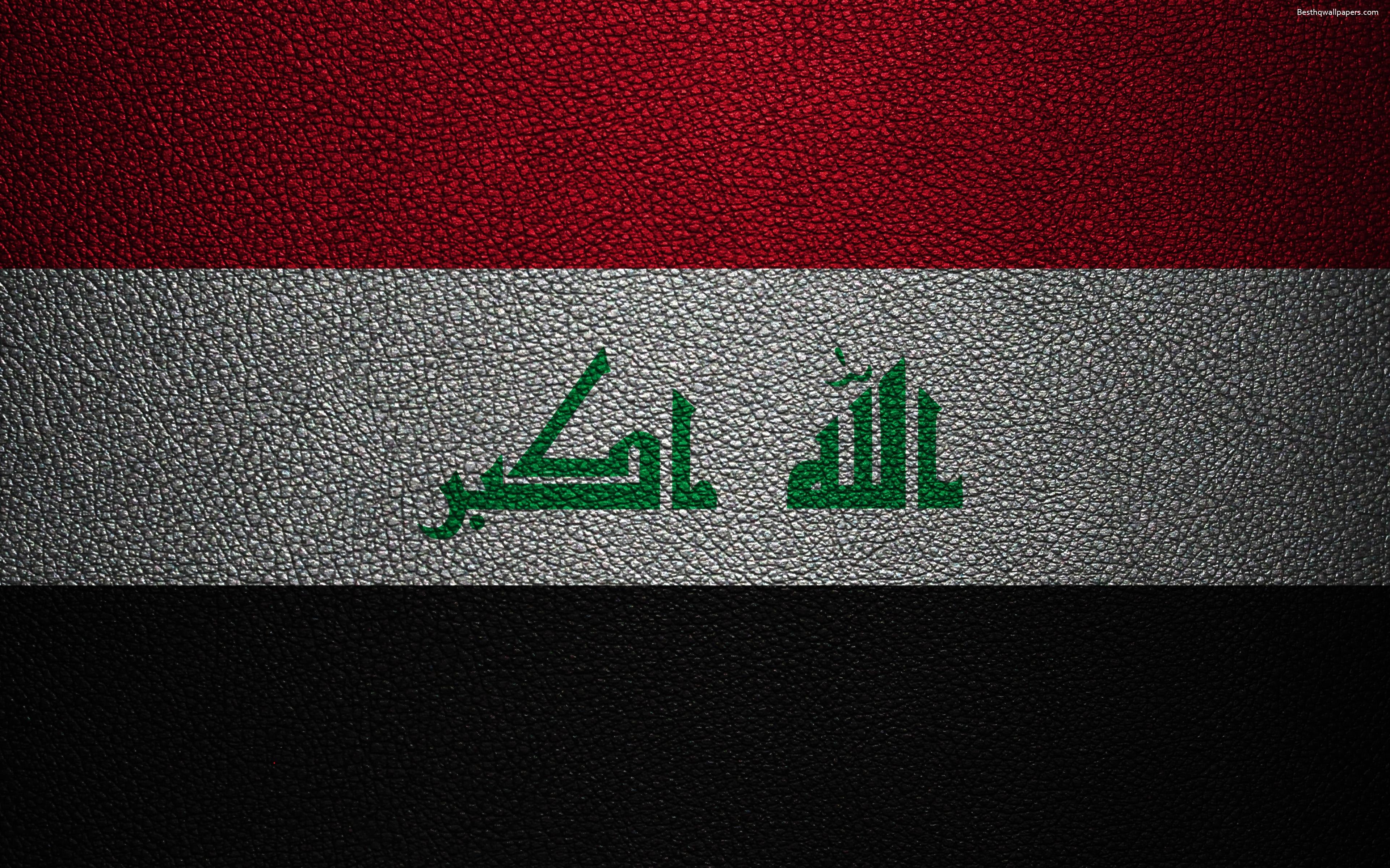 3840x2400 Download wallpaper Flag of Iraq, 4k, leather texture, Iraqi flag, Desktop