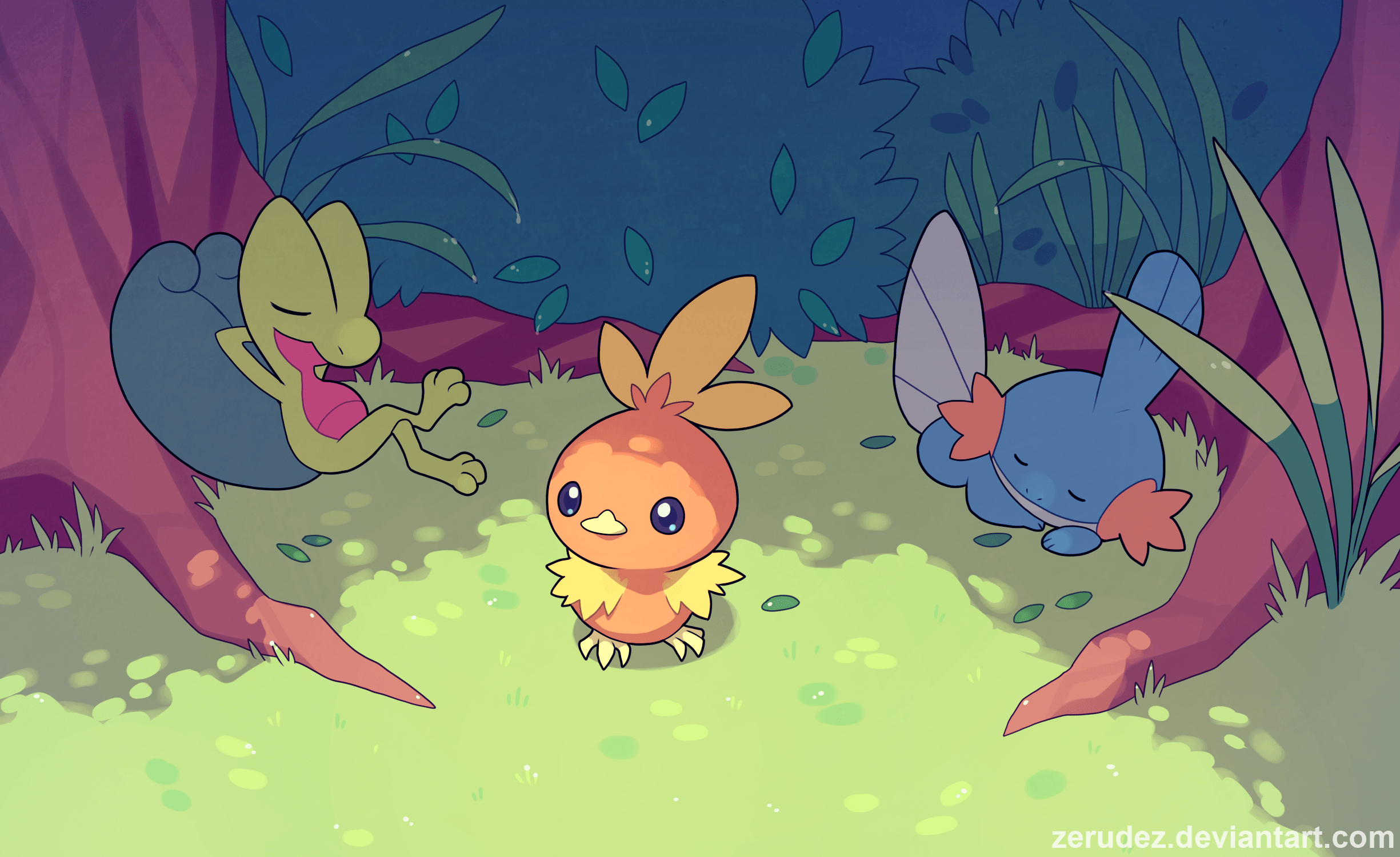 2450x1500 Torchic, #Pokémon, #Treecko, #Mudkip. Wallpaper No. 109044, Desktop