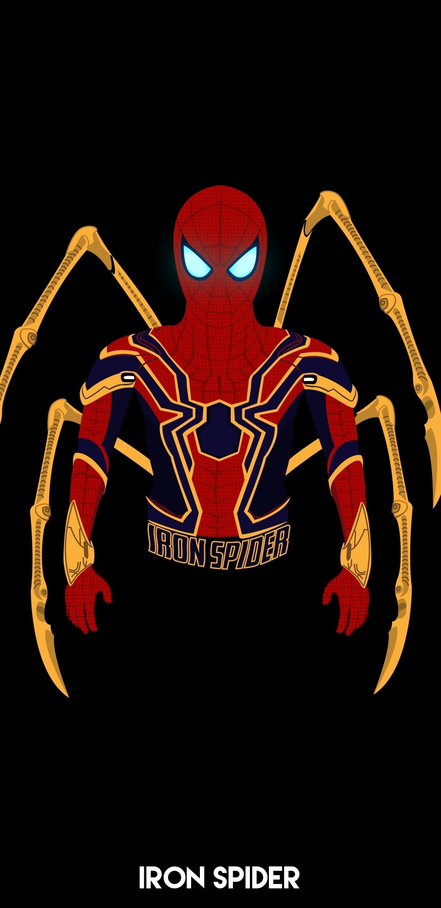 1440x2960 Download Artwork, Ironspider, Spider Man, Minimal, Black Wallpaper, Phone