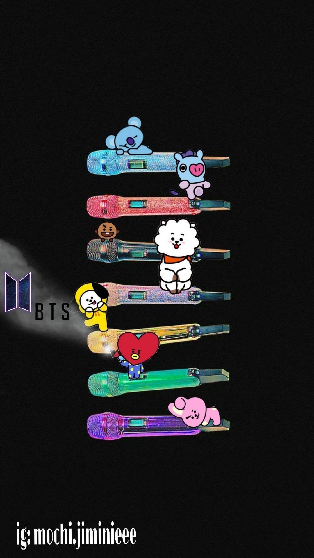 1080x1930 BTS Microphones And BT21. Bts aesthetic wallpaper for phone, Bts wallpaper, Bts, Phone