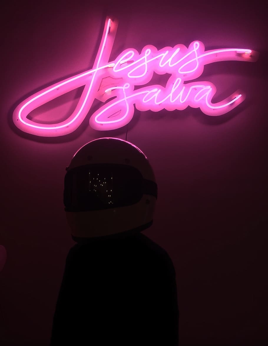 910x1180 HD wallpaper: Jesus Salva led signage, pink neon, pink neon light, illuminated, Phone