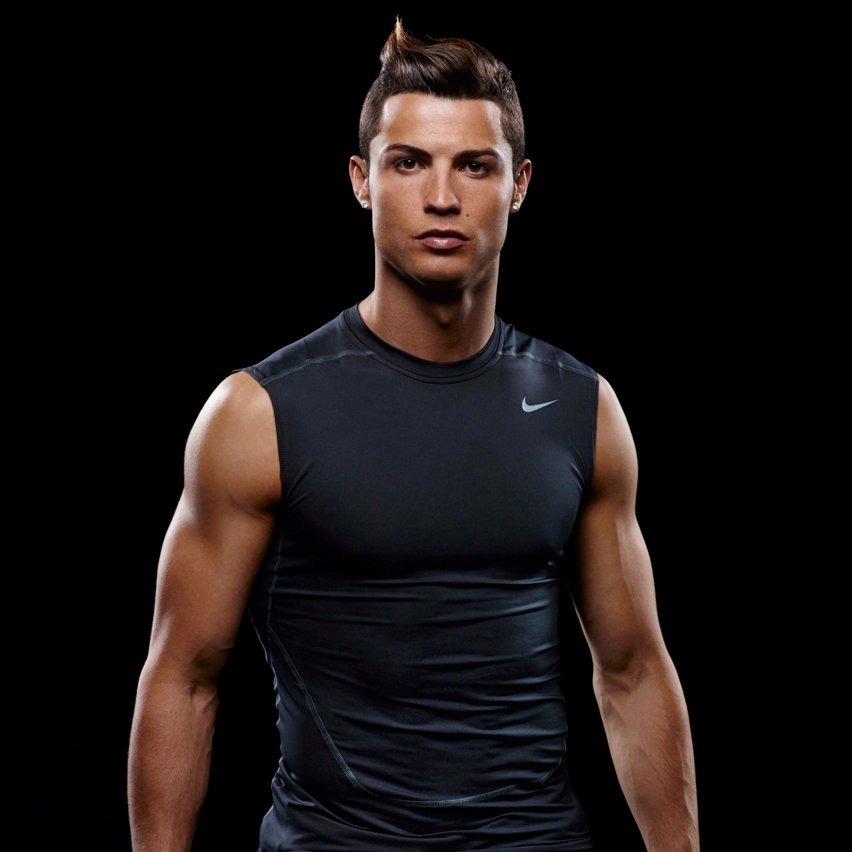 2740x2740 Cristiano Ronaldo Wallpaper 4K, Portuguese Footballer, Black Dark, Phone