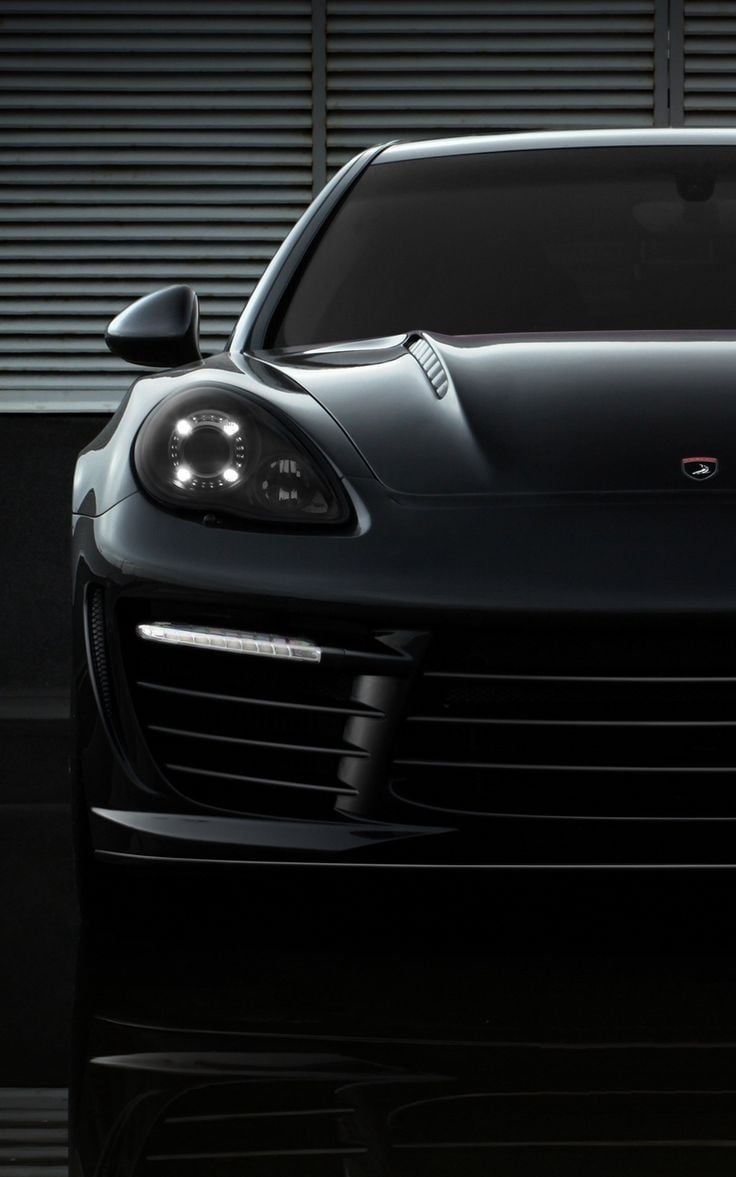 740x1180 Wallpaper front view porsche black auto, Phone