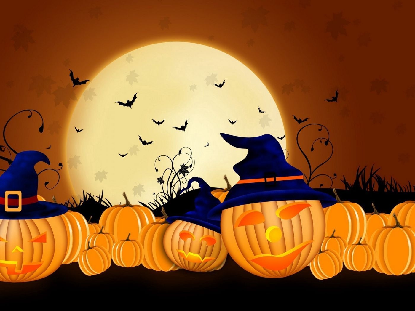 1400x1050 Download wallpaper  halloween, pumpkins, autumn standard 4:3 HD background, Desktop