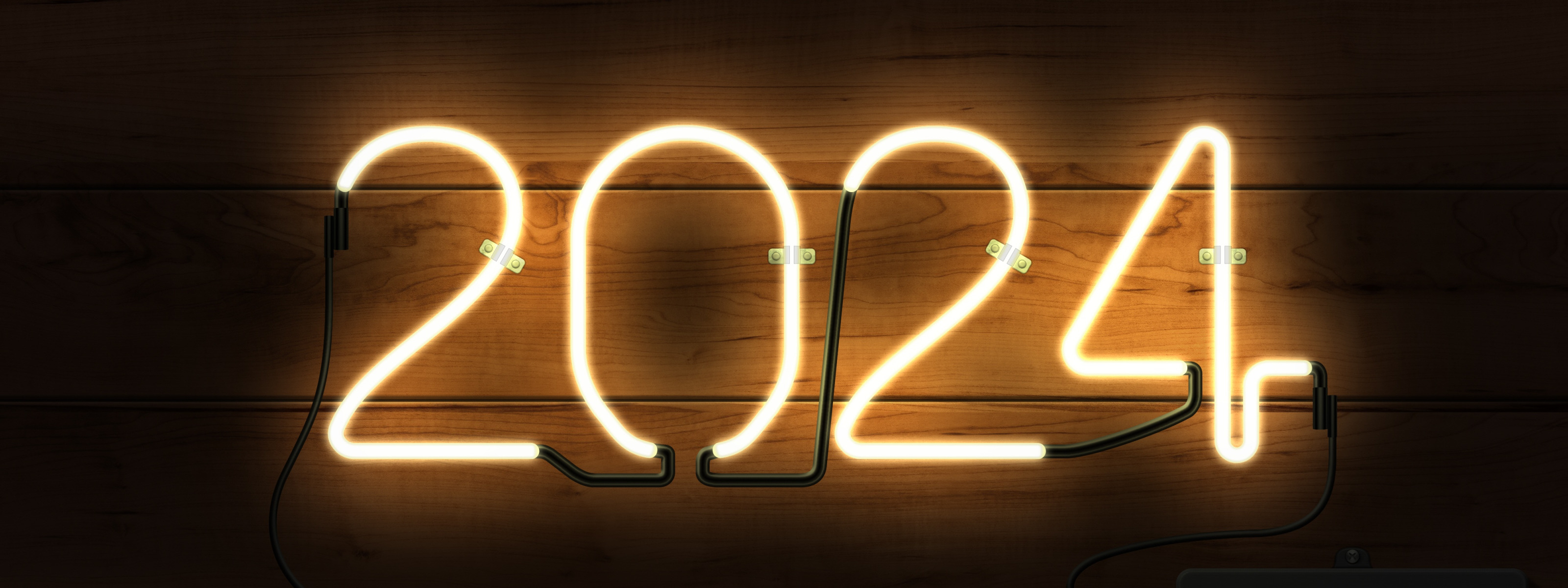 3200x1200 Download wallpaper new year, neon, happy new year, neon sign, 2024year, 2024 year, section new year / christmas in resolution, Dual Screen