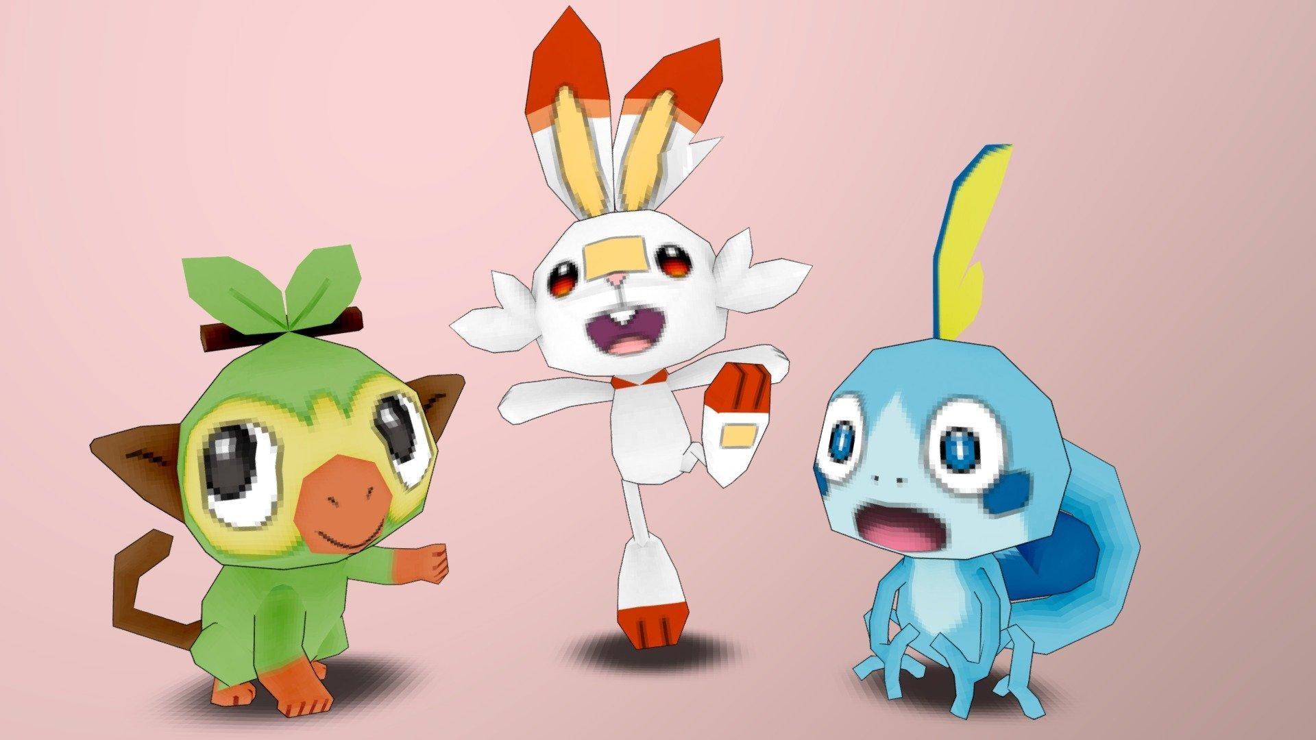 1920x1080 Low Poly Grookey, Scorbunny, And Sobble Model By The Regressor, Desktop