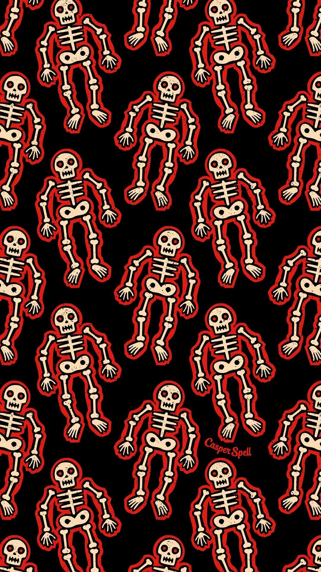 1080x1920 Skeletons in Red by Casper Spell #halloweenbackgroundwallpaper. Trippy wallpaper, Halloween wallpaper iphone, Go wallpaper, Phone