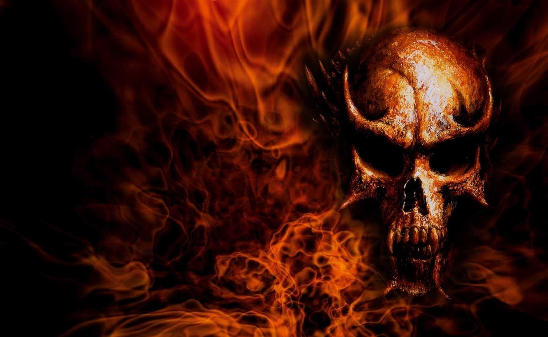 1780x1090 Hd Flame Skull Background, Desktop