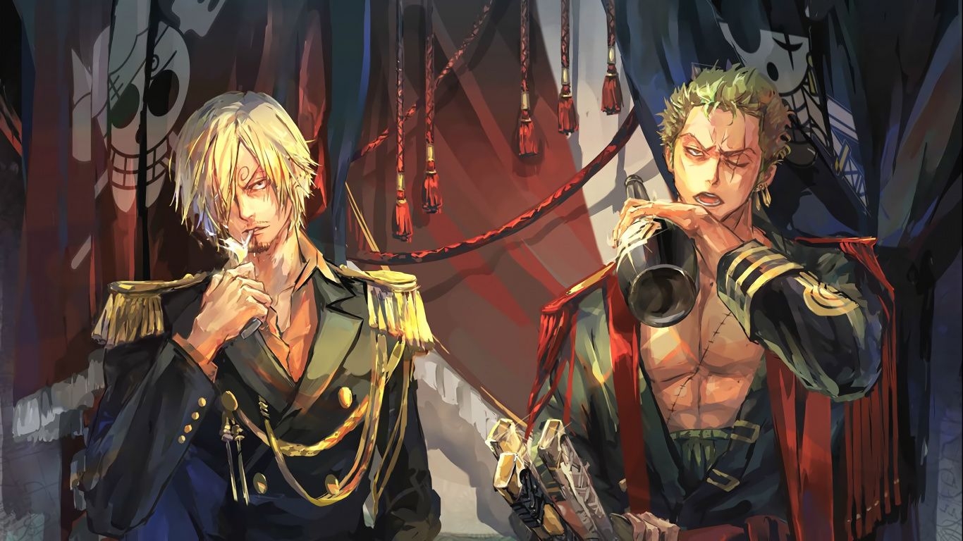 1370x770 Download  Wallpaper Art, Roronoa Zoro, Vinsmoke Sanji, One Piece, Anime Boys, Tablet, Laptop,  HD. One piece, One piece image, One piece drawing, Desktop