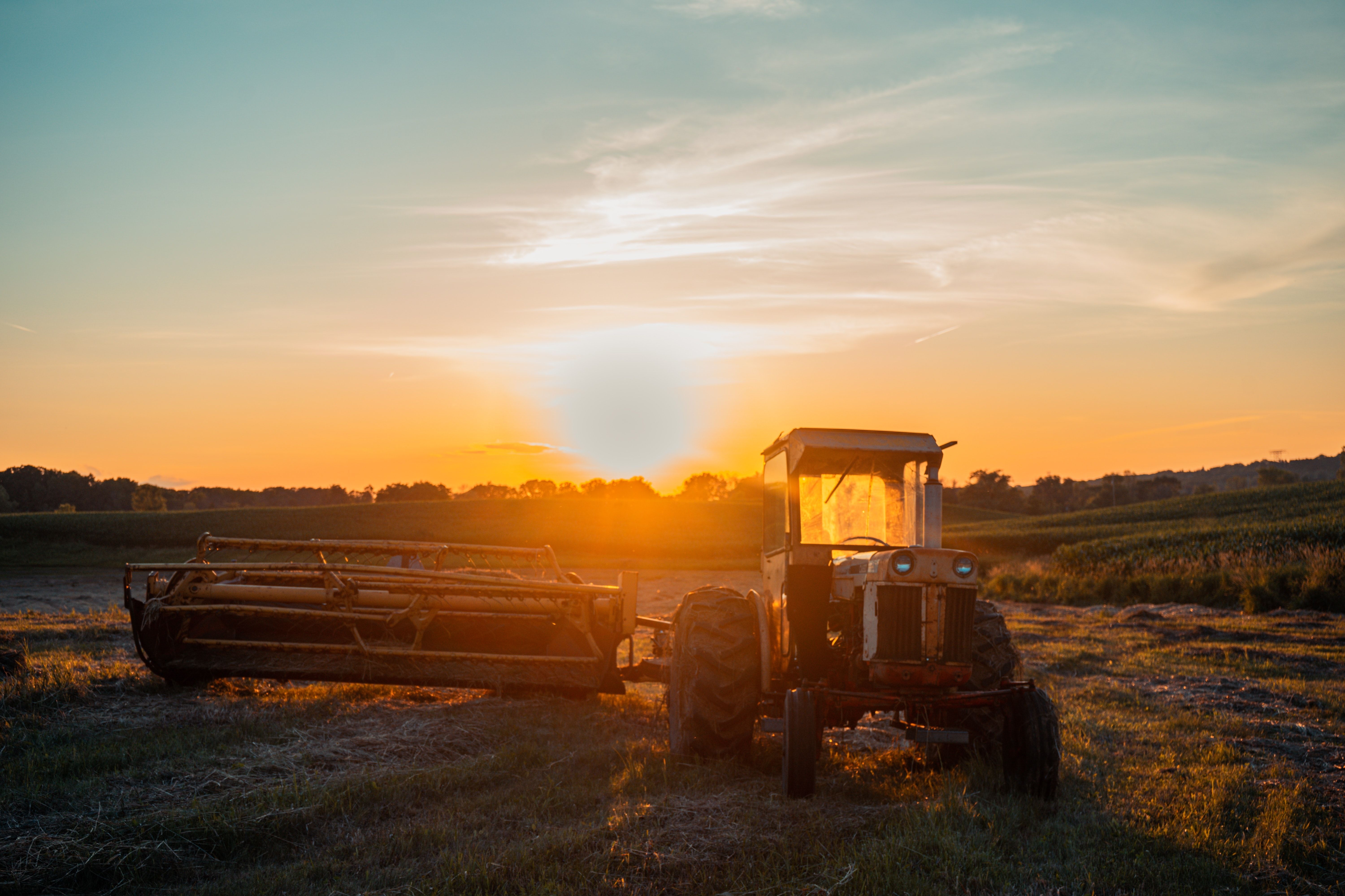 6000x4000 Silhouette Of Tractor On Field During Sunset · Free, Desktop