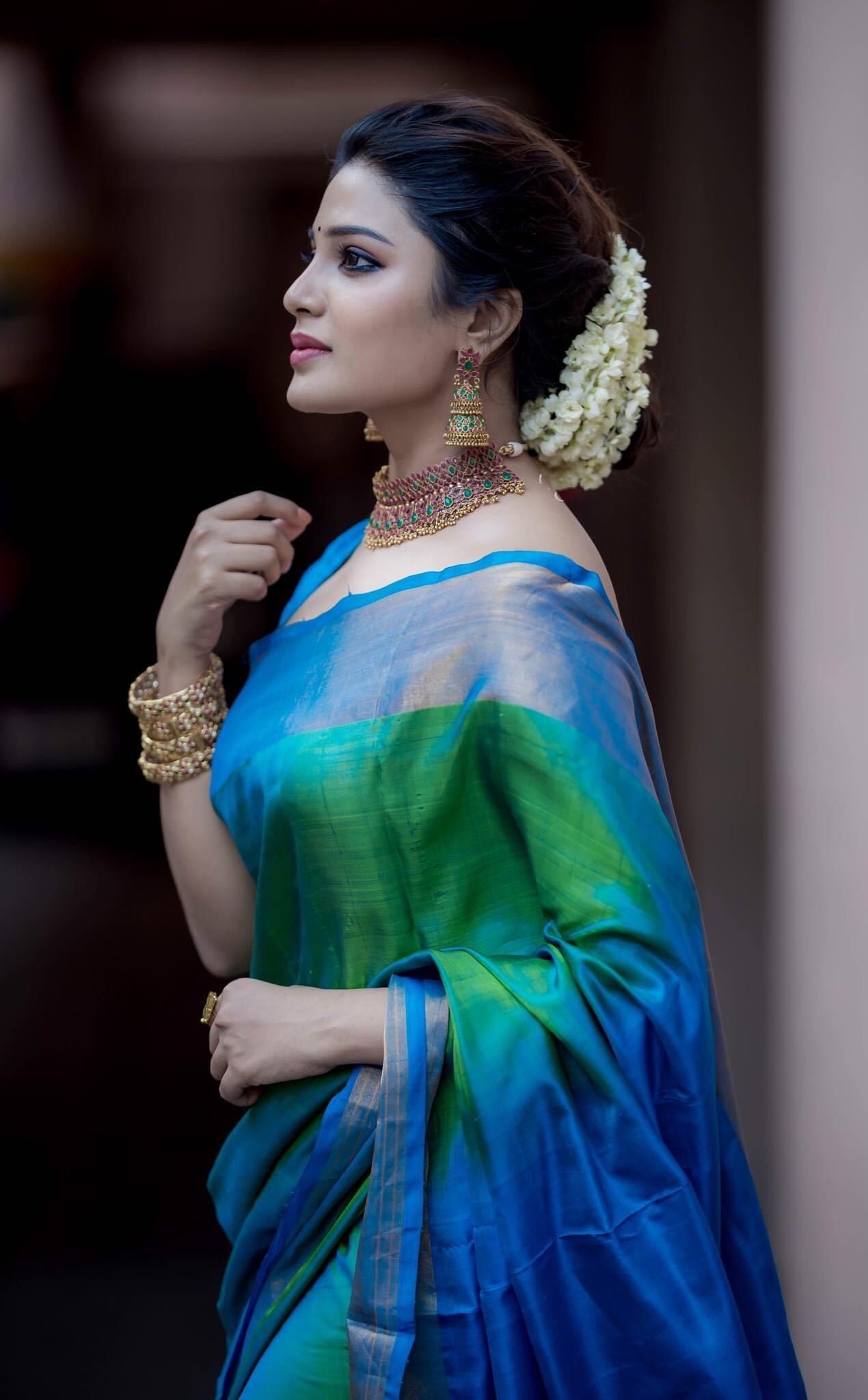 1270x2050 Aathmika latest HD picture and Wallpaper. Indian sari dress, Indian bridal dress, Saree models, Phone