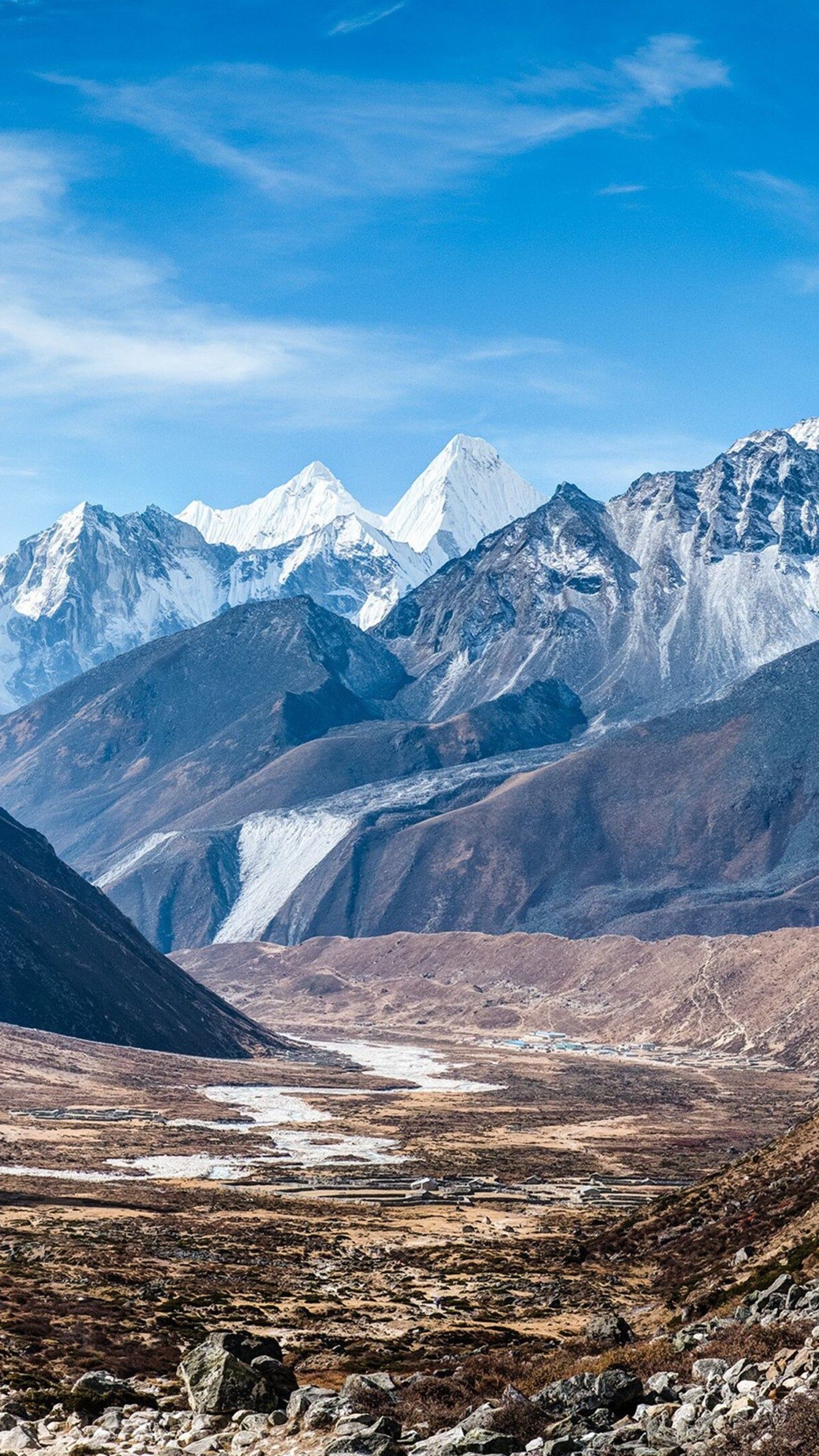 1440x2560 Himalaya Mountains Under Blue Sky During Daytime 4K HD Nature Wallpaper, Phone