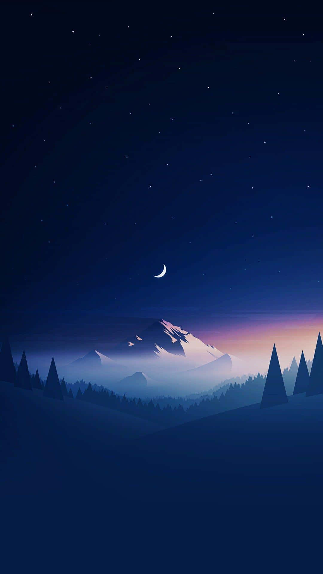 1080x1920 Download A Night Landscape With Trees And A Moon Wallpaper, Phone