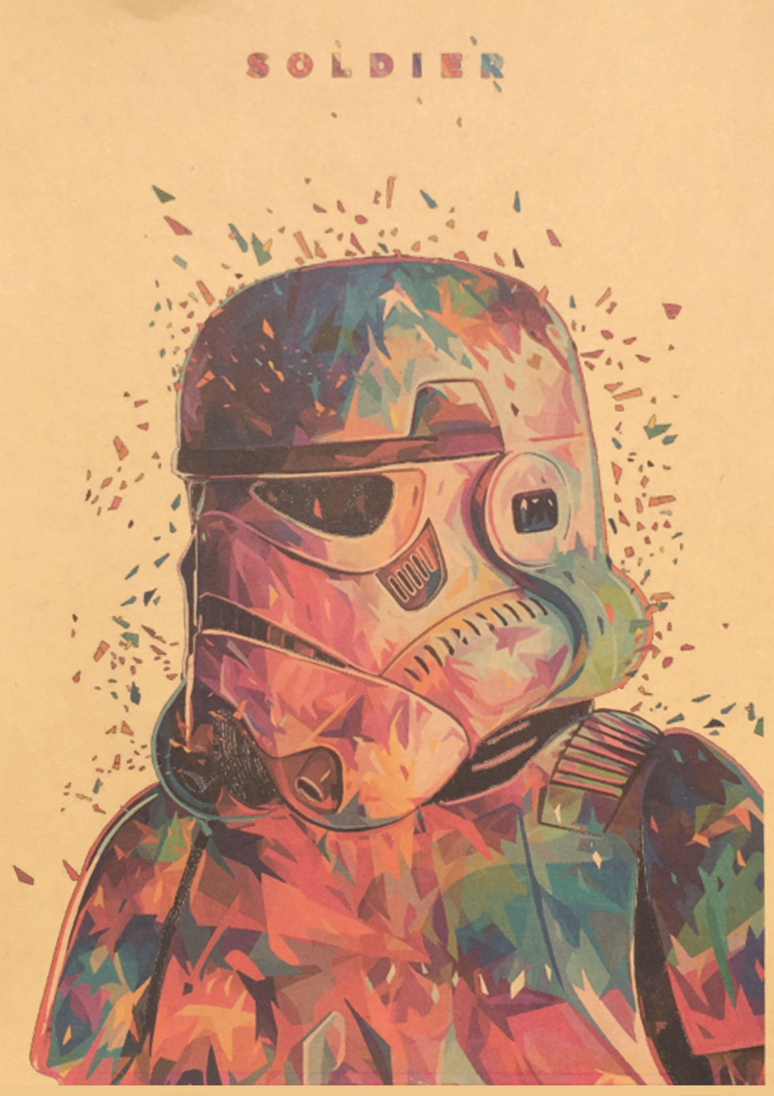 2480x3510 Full HD Of Vintage Poster Star Wars Kraft Paper White Soldiers Retro, Phone