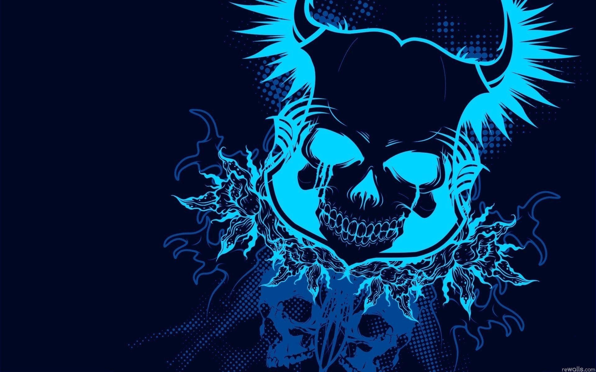 1920x1200 Skull Fire Blue Abstract Wallpaper Picture, Desktop