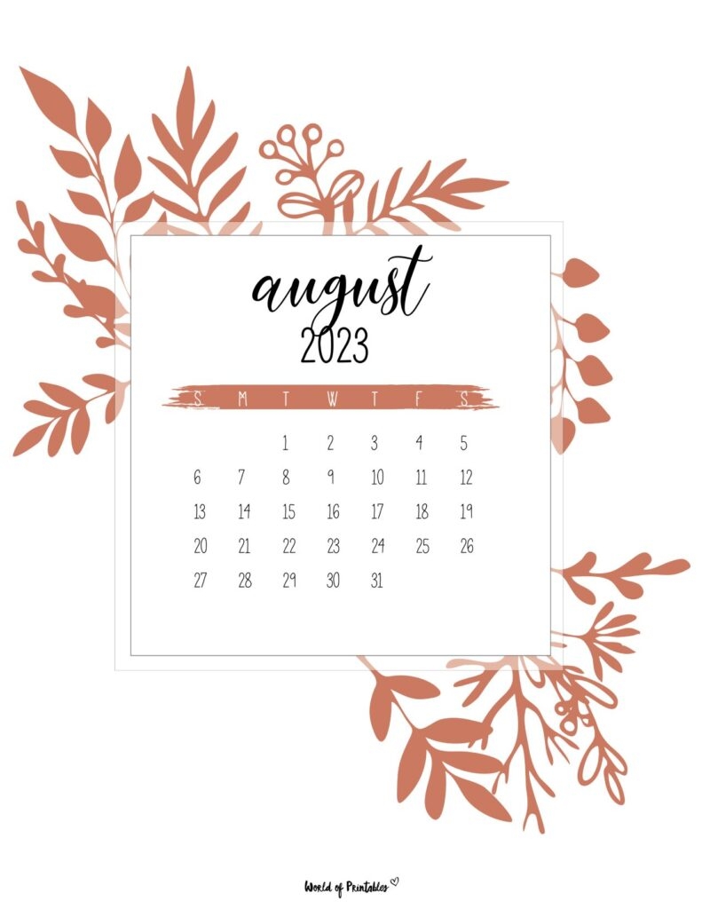 800x1030 Best August 2023 Calendars, Phone