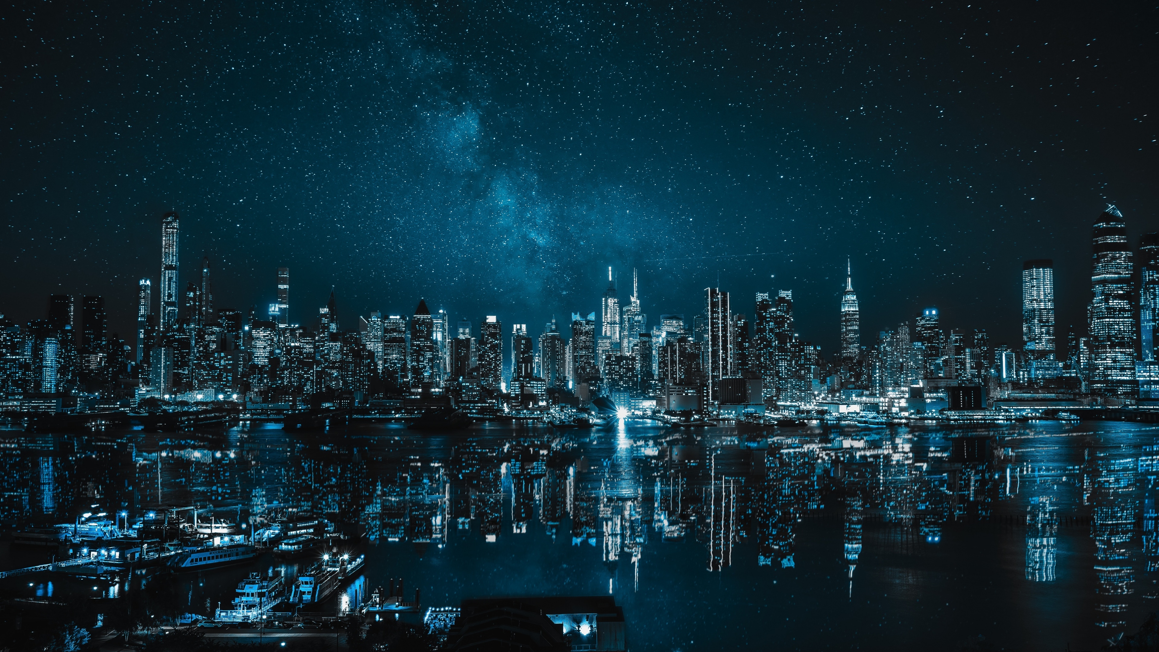 3840x2160 New York City Wallpaper 4K, Cityscape, Night, City lights, Desktop