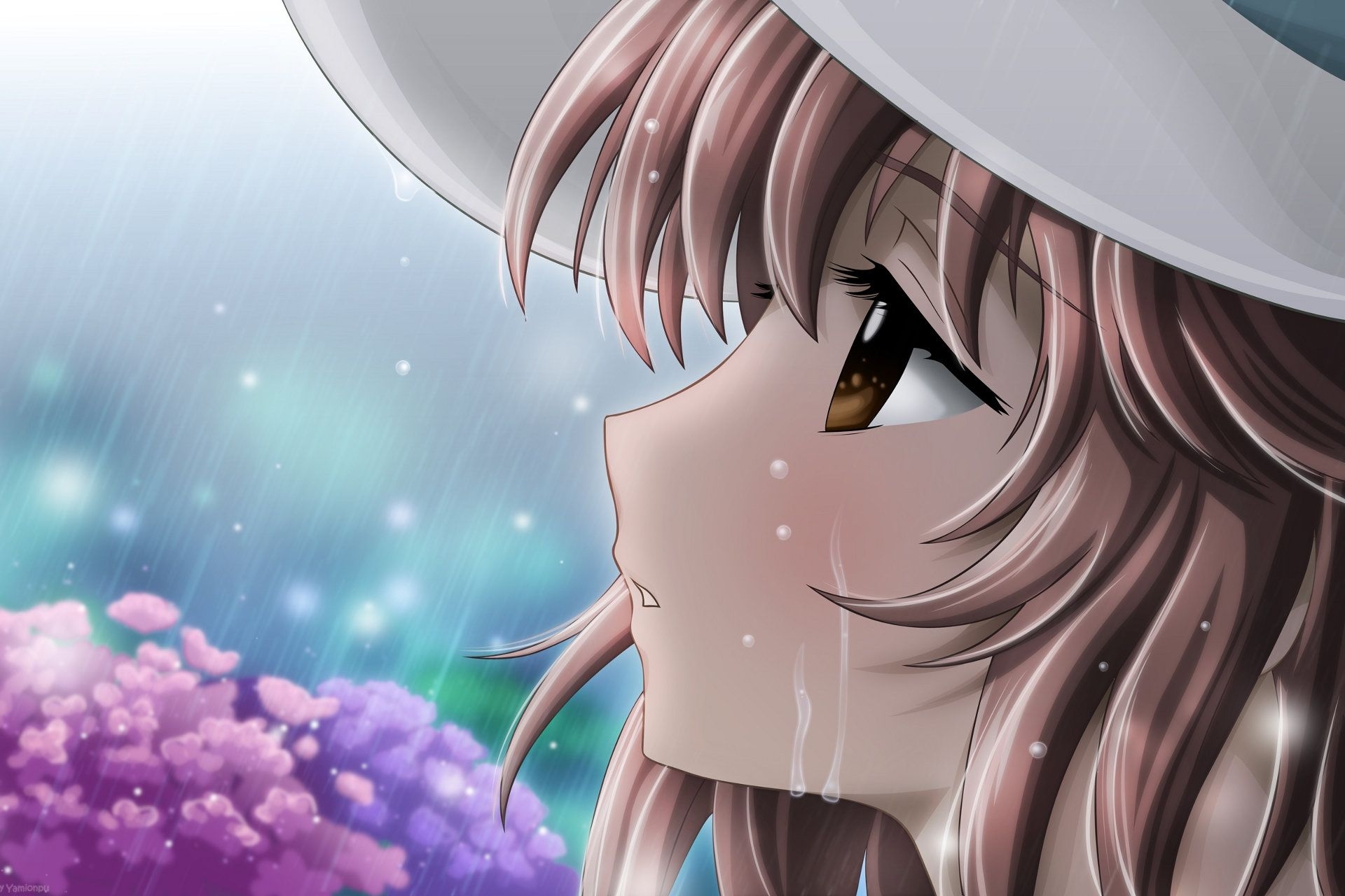 1920x1280 Wallpaper Girl, Sadness, Tears, Rain, Hat Girl Sad In Rain, Desktop