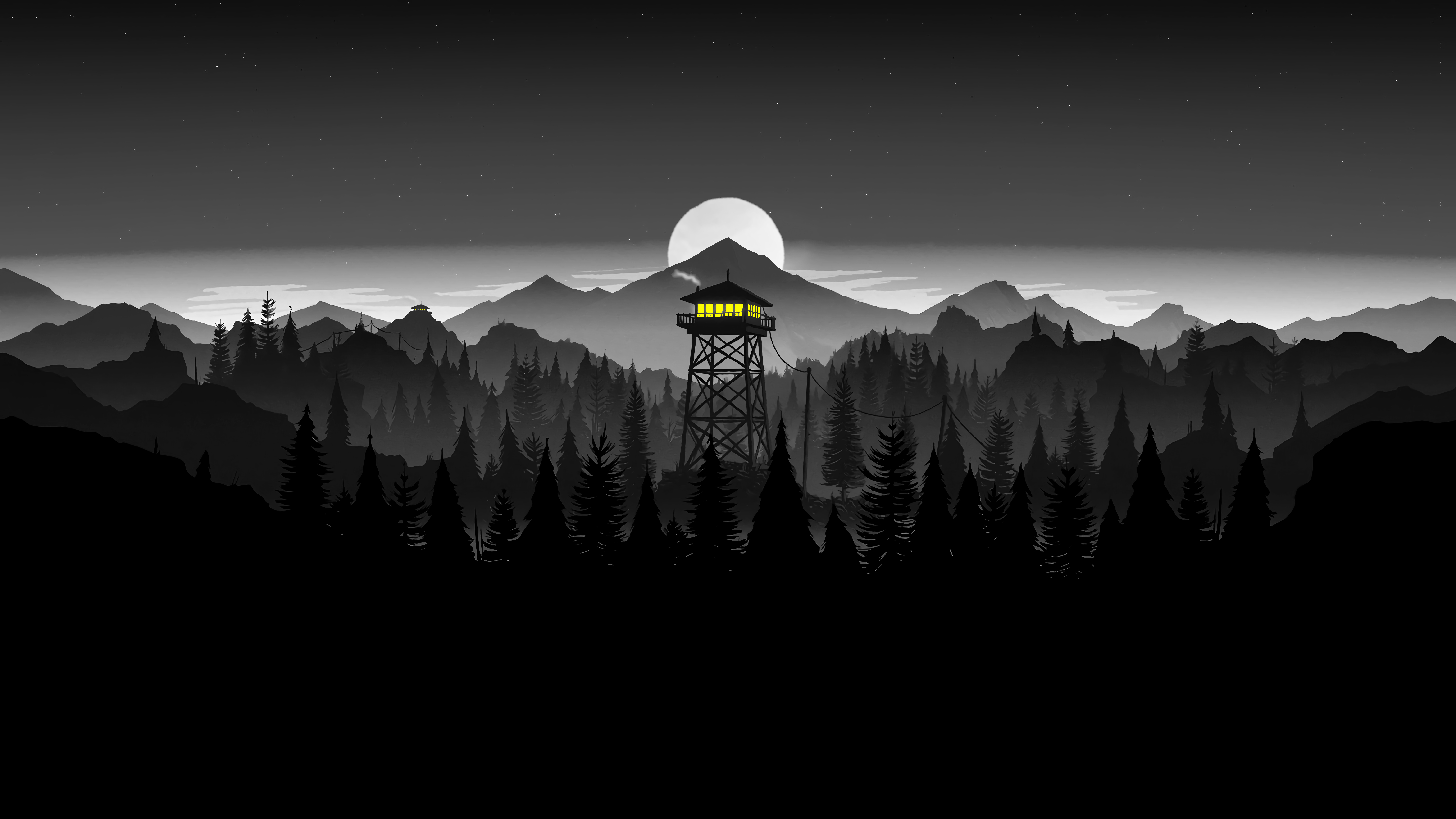 6150x3460 Matching Wallpaper Of Firewatch Tower (White Edit By: U Rayenattia) 3840. Desktop Wallpaper Black, Computer Wallpaper Desktop Wallpaper, Desktop Wallpaper Art, Desktop