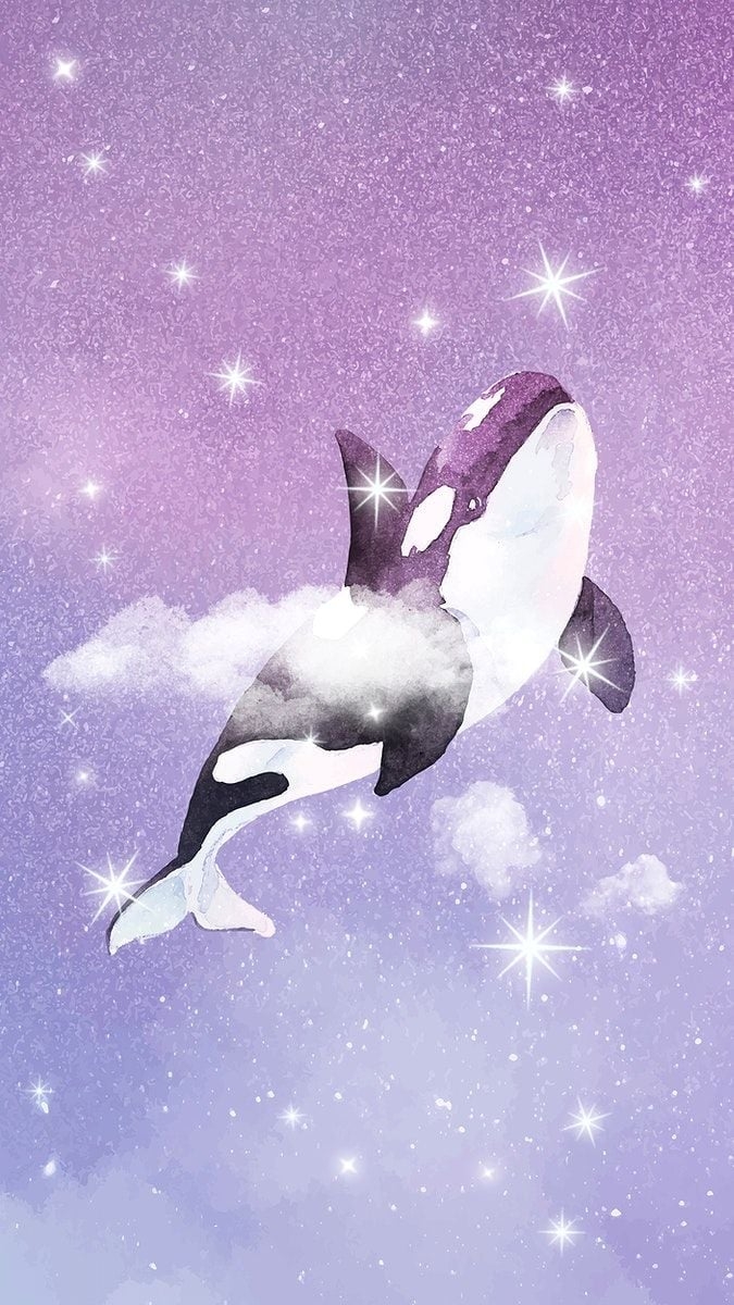 680x1200 Aesthetic whale iPhone wallpaper, sparkling stars in pink background. free image / Busbus. Purple wallpaper iphone, Cute background, Whale art, Phone