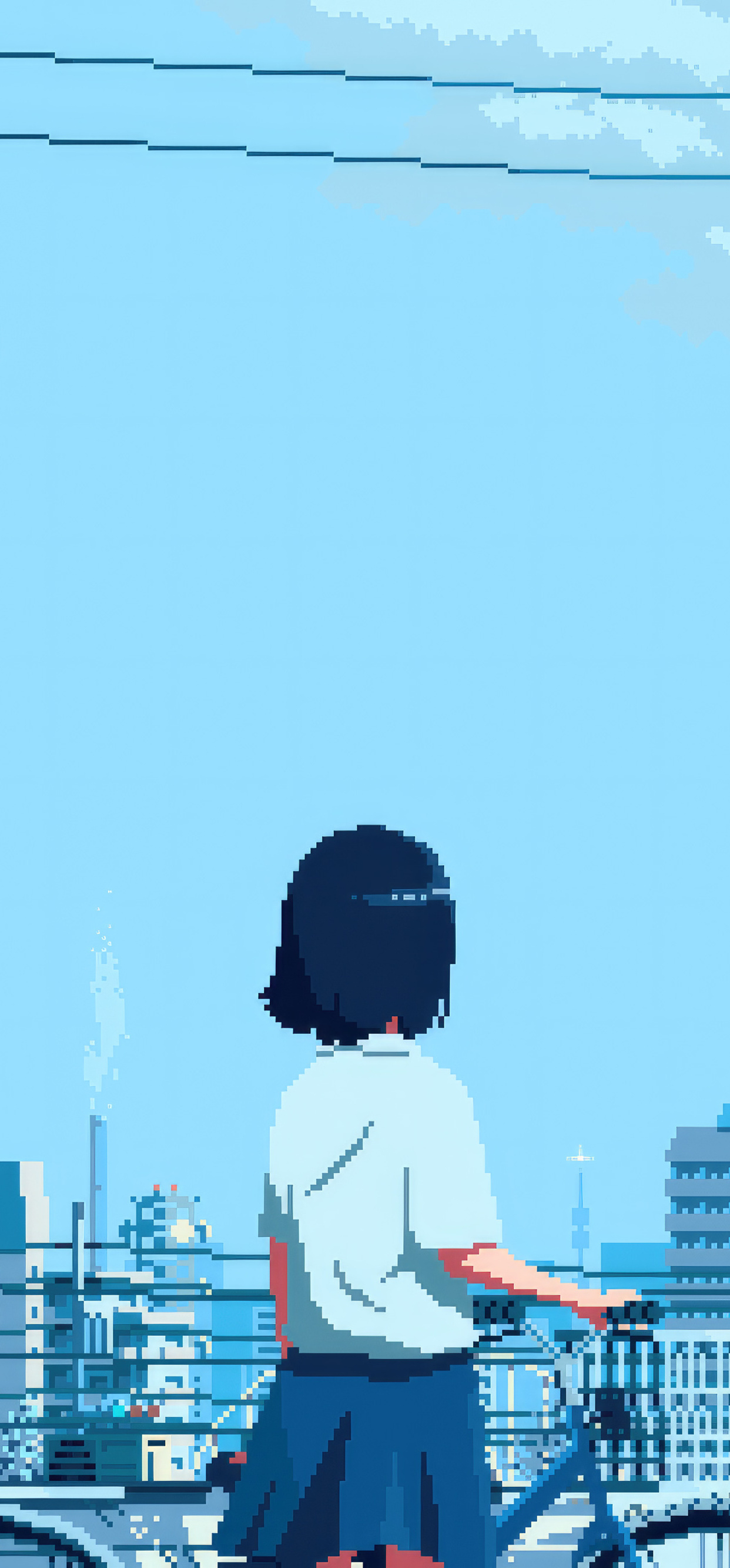 1250x2670 School Girl Anime Pixel Art, Phone