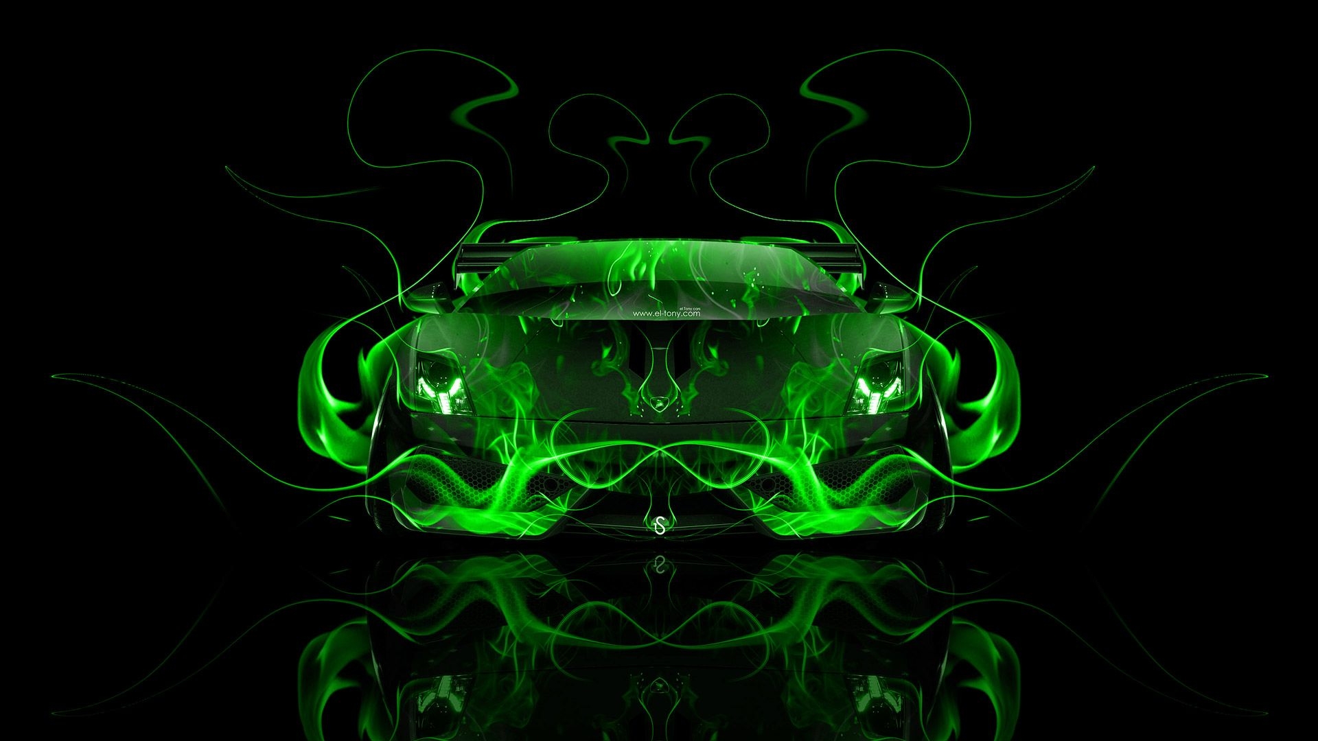 1920x1080 Lamborghini Gallardo Front Fire Abstract Car 2014 el Tony, Desktop