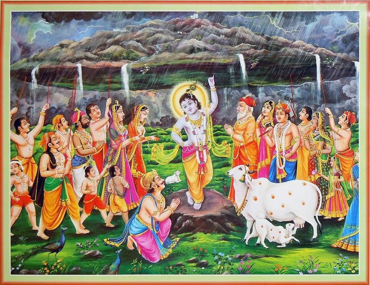 1200x930 Krishna Lifts Giri Govardhan.5 x 15.5 inches. Krishna wallpaper, Lord krishna wallpaper, Krishna art, Desktop