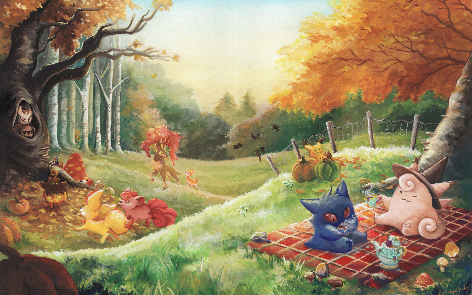 1920x1200 Pokemon Autumn Print, Desktop
