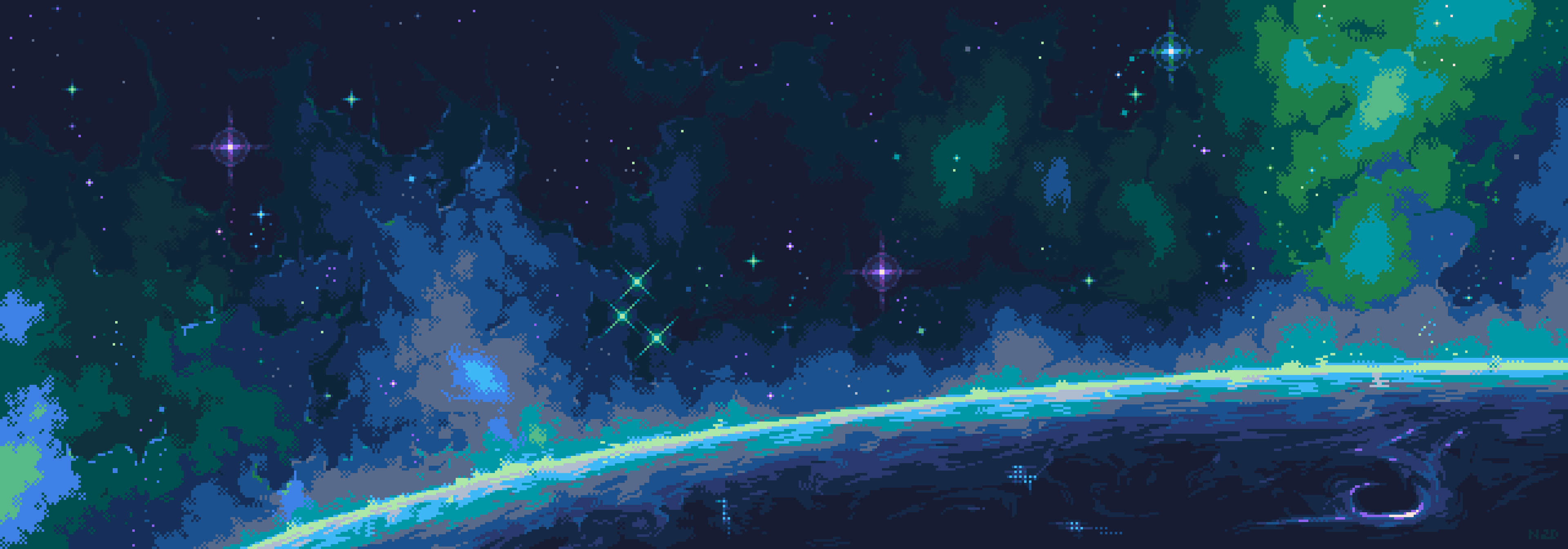 3840x1350 Artistic Pixel Art HD Wallpaper and Background, Dual Screen