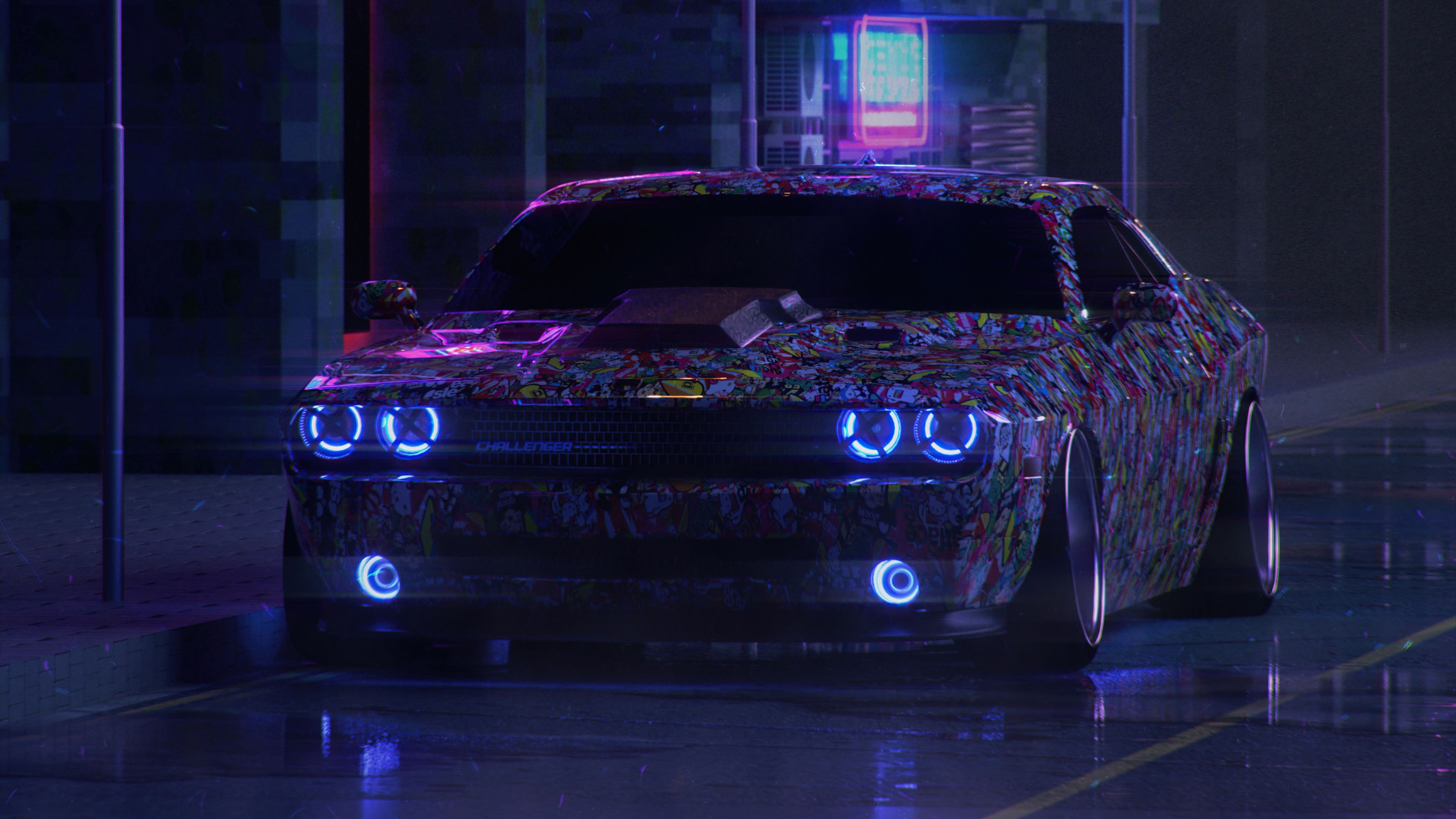 5120x2880 Dodge Challenger On Street Neon 4k Dodge Challenger On Street Neon 4k wallpaper. Dodge challenger, Challenger, Dodge, Desktop