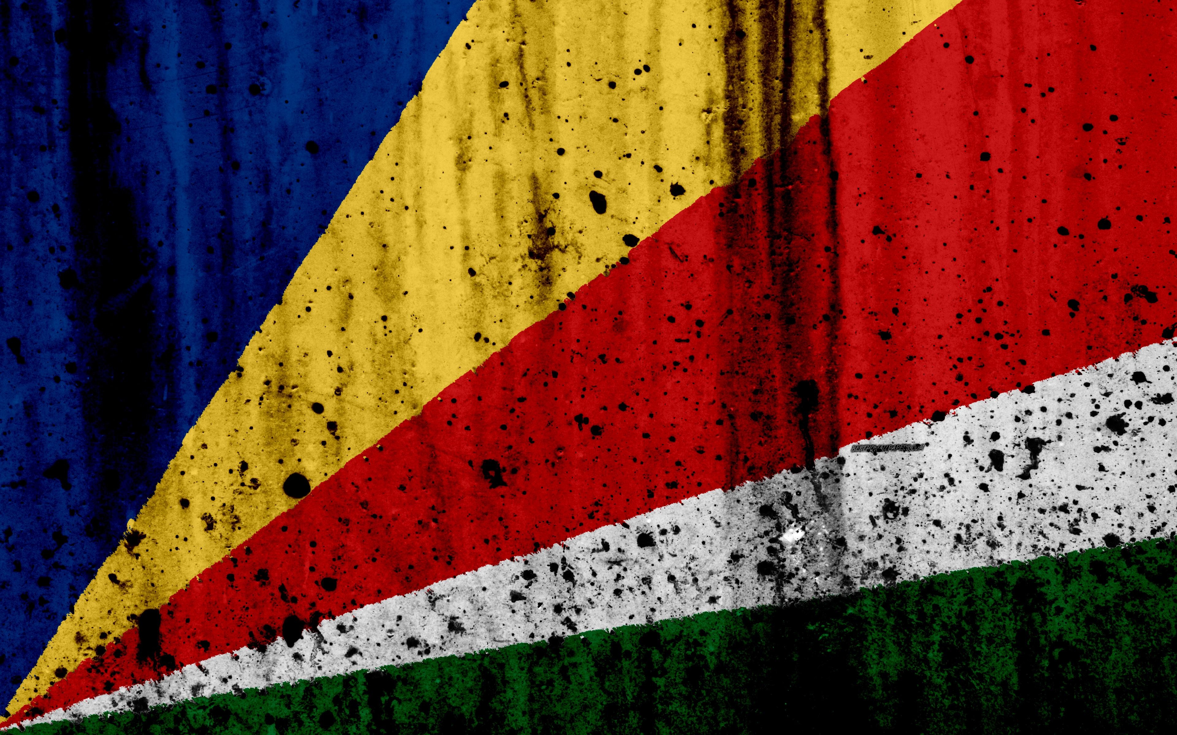 3840x2400 Download wallpaper Seychelles flag, 4k, grunge, flag of Seychelles, Desktop