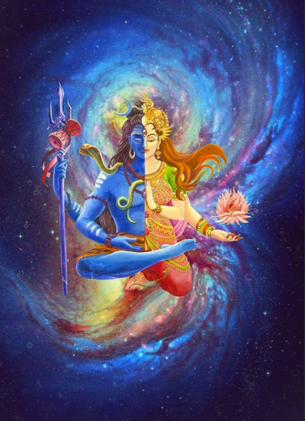 1050x1450 Lord Shiva and Parvati as ardhnarishwar in creative art painting, Phone