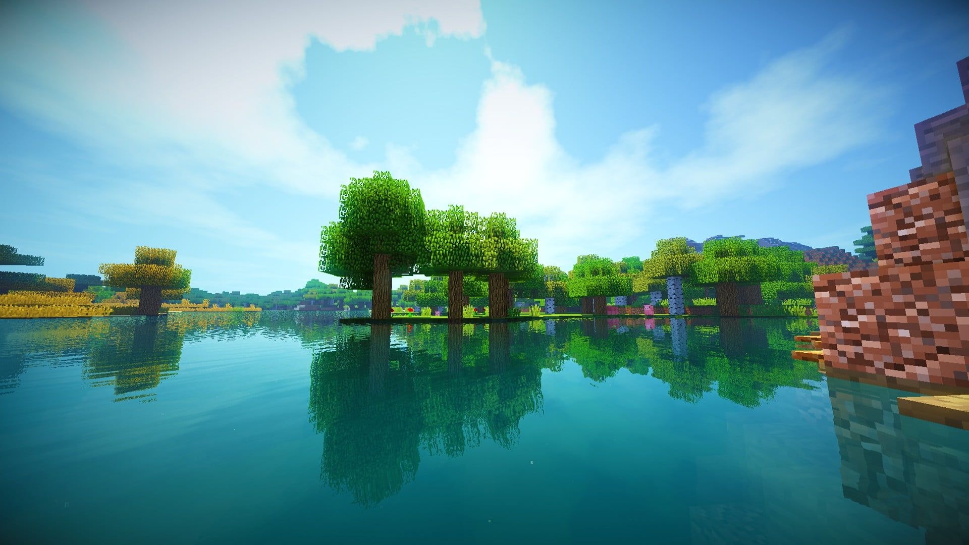 1920x1080 Body of water, Minecraft, shaders HD wallpaper, Desktop