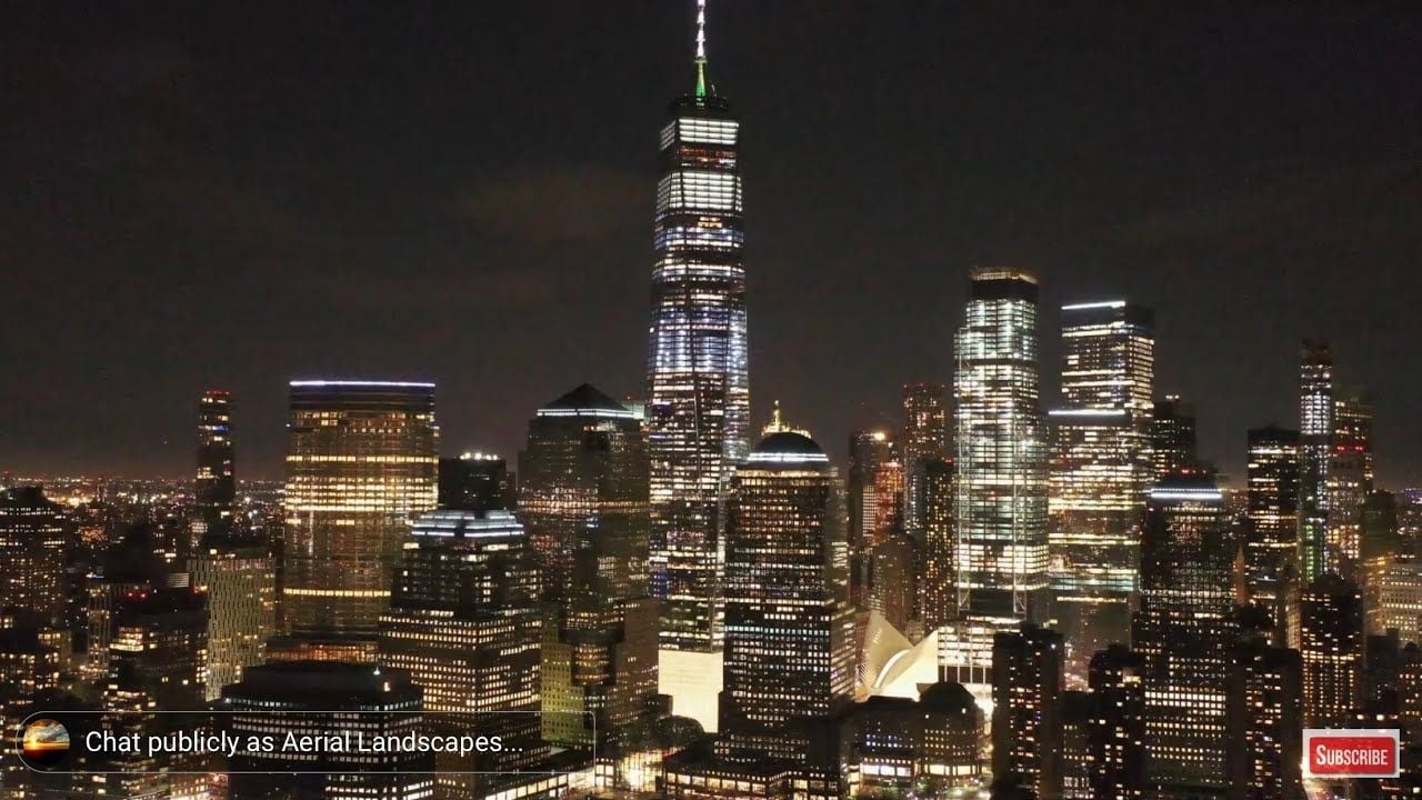 1280x720 New York City Skyline at Night Live Screensaver HD, Aerial Landscapes Wallpaper HD Live, Desktop