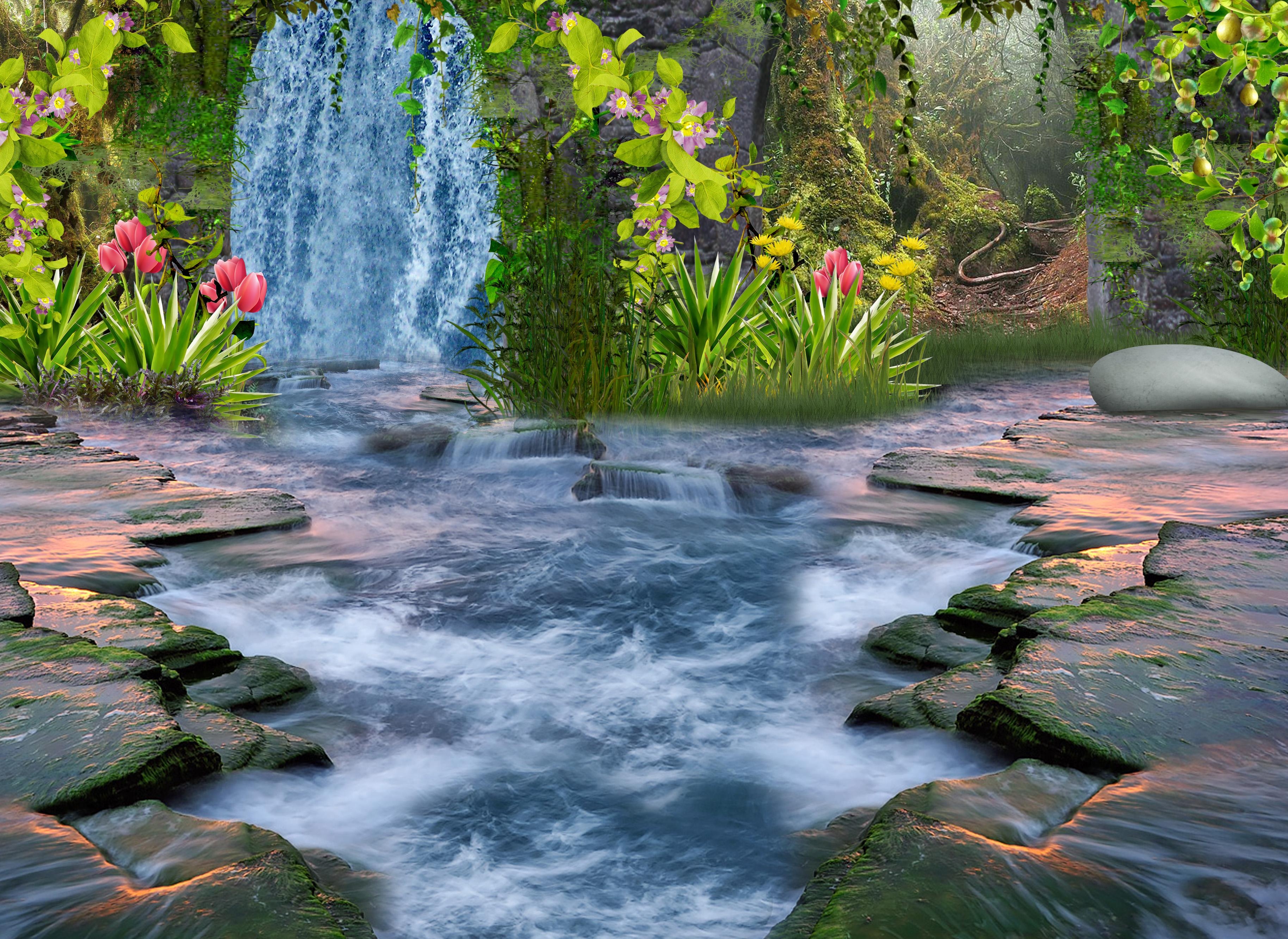 3660x2670 Fantasy Forest Stream HD Wallpaper. Background Imagex2664, Desktop