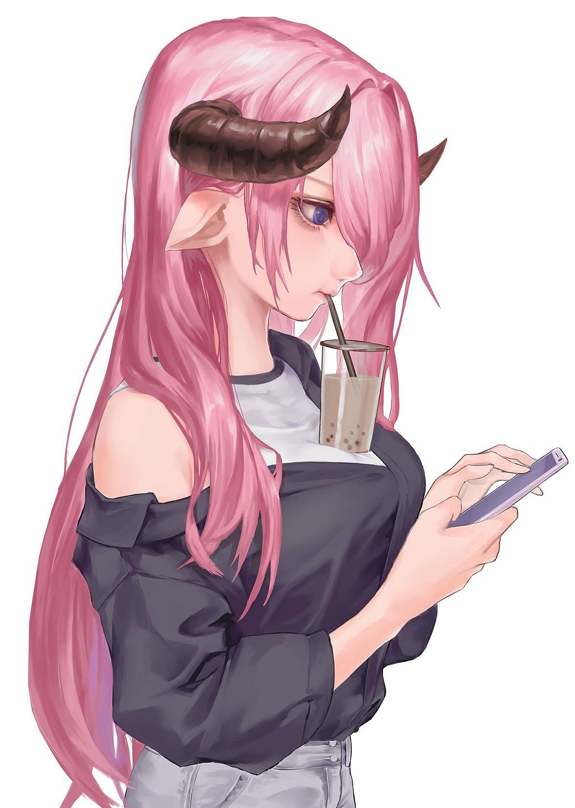 1180x1660 Monster Girl Narumeia (Hands Free Bubble Tea / Tapioca Challenge) [Artist: Shou Xun Bu Liang] Fantasy Clan [anime Pics & Digital Art], Phone